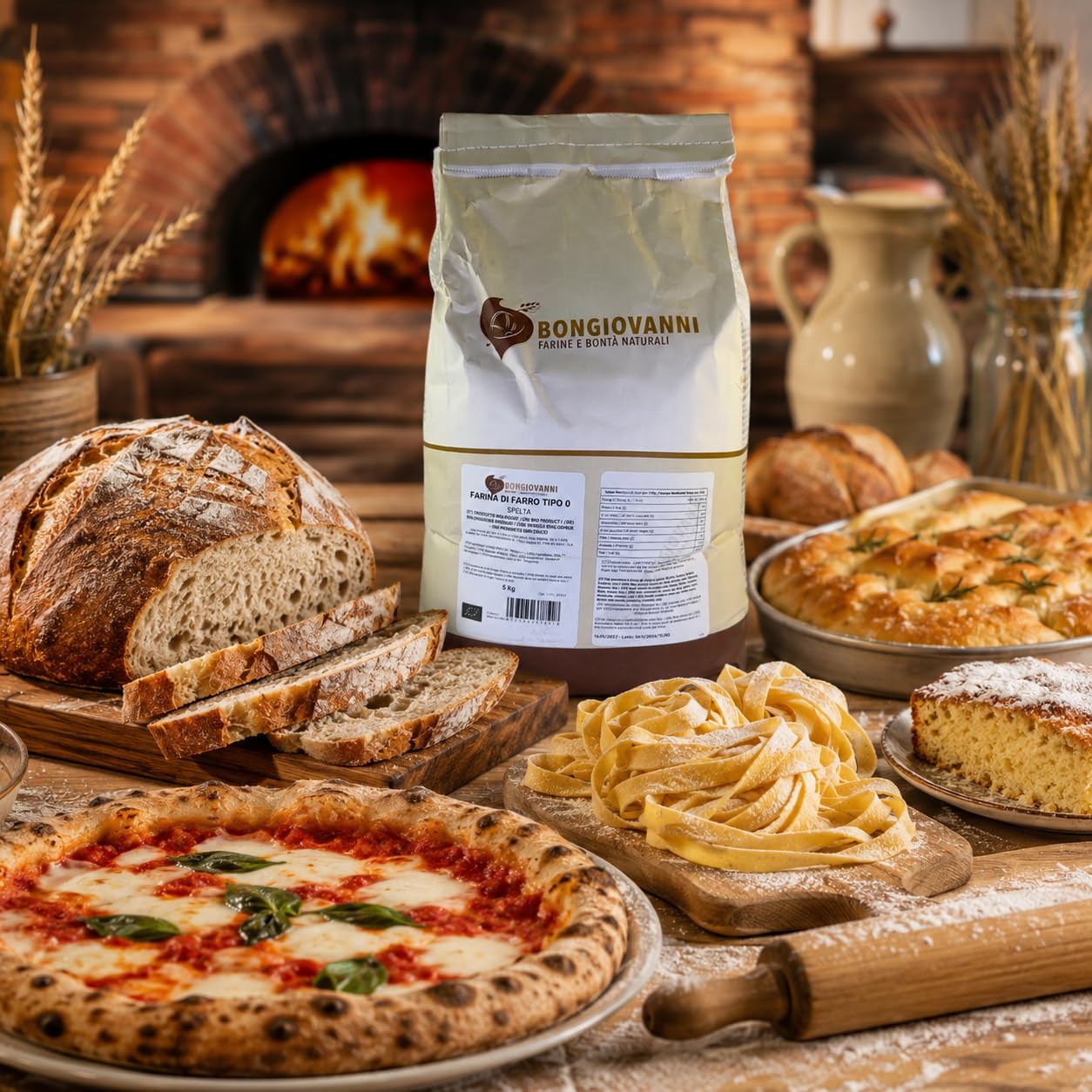 BONGIOVANNI Farine e Bontà Naturali Farina di Farro Spelta Tipo 0 Bio 5 kg – Gusto Delicato e Leggermente Nocciolato