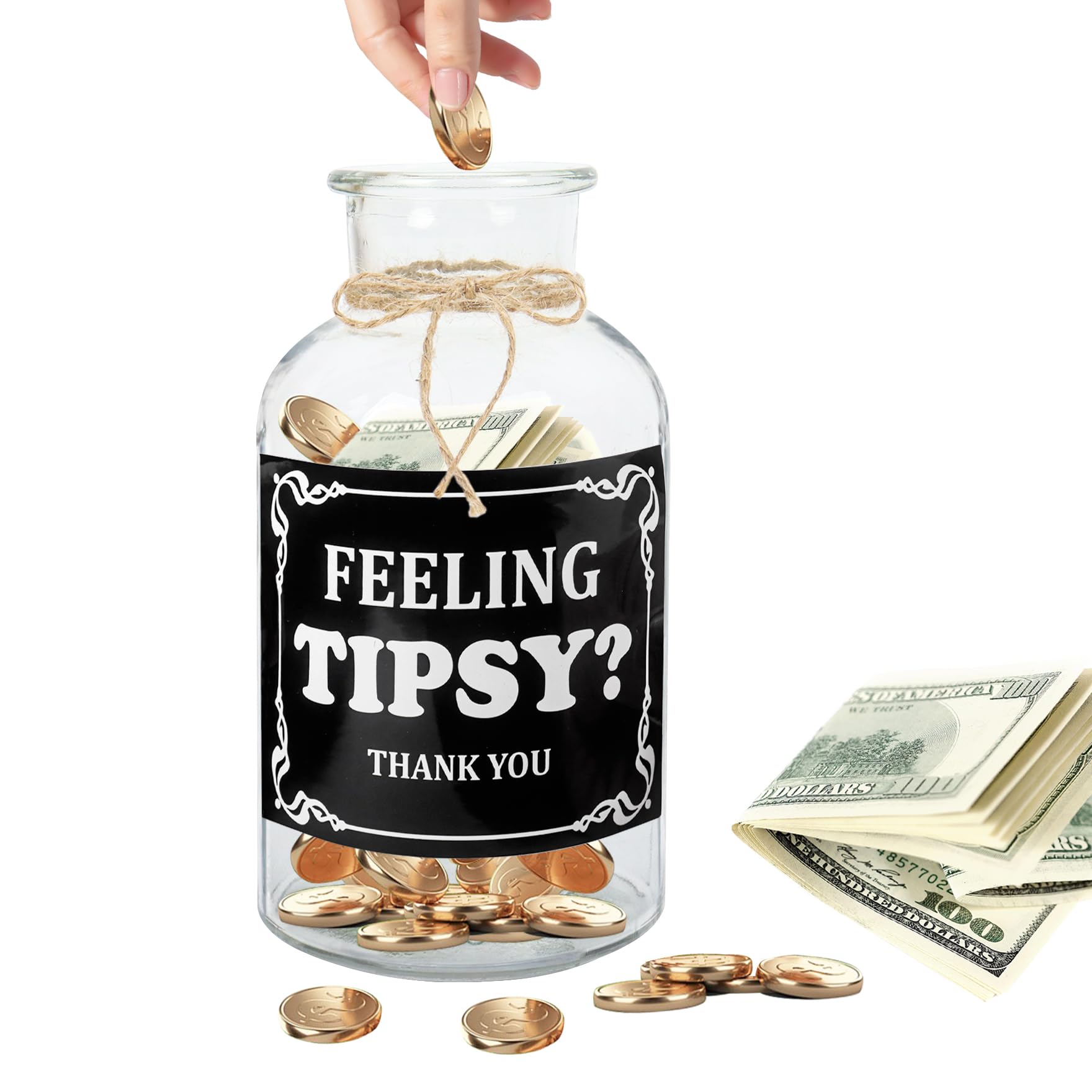 Klmnop Glass Tip Jar for Bartenders, 21×10cm Clear Tips Jar for Money, Tip Bucket for Restaurant Bartender Cafes Bars & Musicians