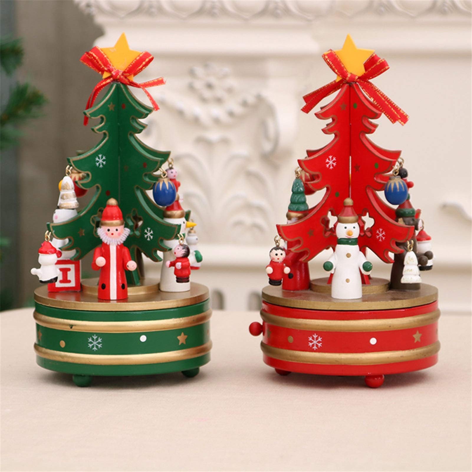 Amazon.co.jp: オルゴール クリスマスツリー 回転式木製