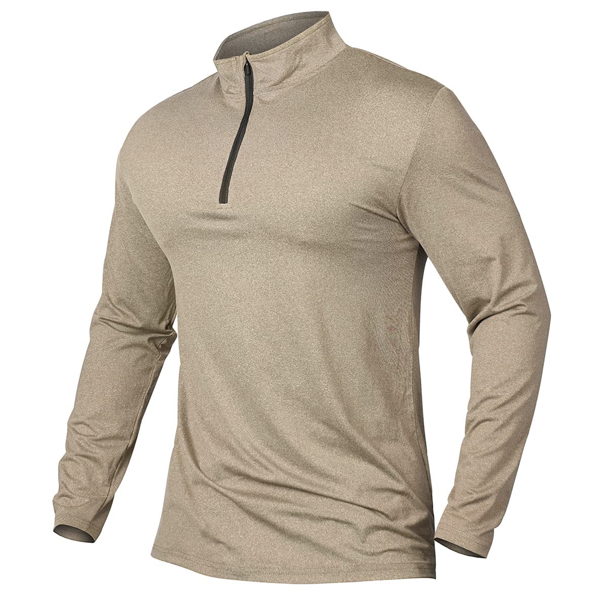 carwornic Men's Long-Sleeved Shirt Half Zip Sports Shirt Running Shirt 1/4 Zip Pullover Lightweight Breathable Gym Jogging Training Shirt with Stand-Up Collar-picture-27