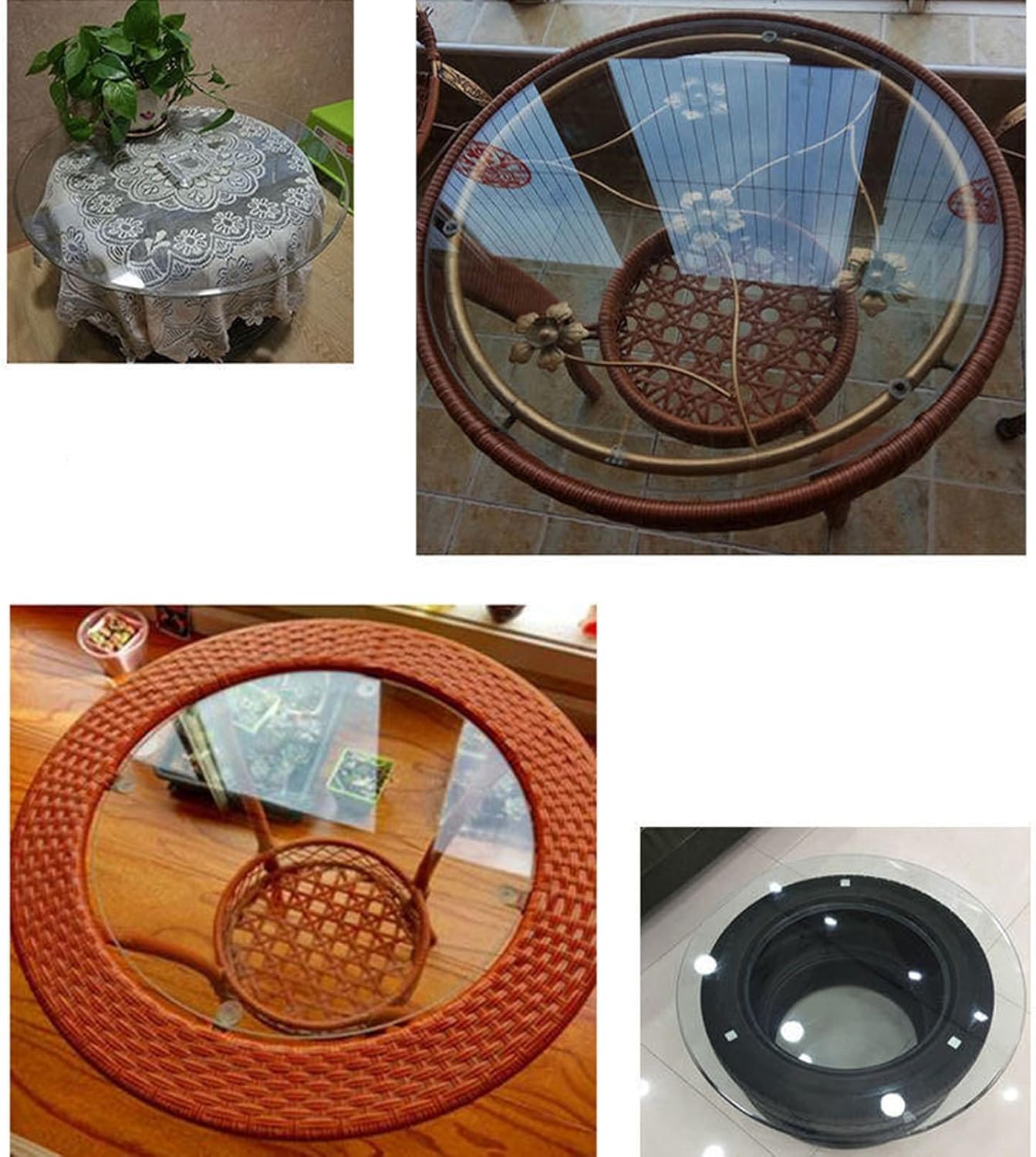 Glass And Mirror,Glass Table Top,Round Patio Glass Table Top,Tempered Glass,Tempered Flat Edge Polish,36" Round,Strong Load-bearing Capacity,for Dining Table, Coffee Table, Home，Office(40CM(16IN))