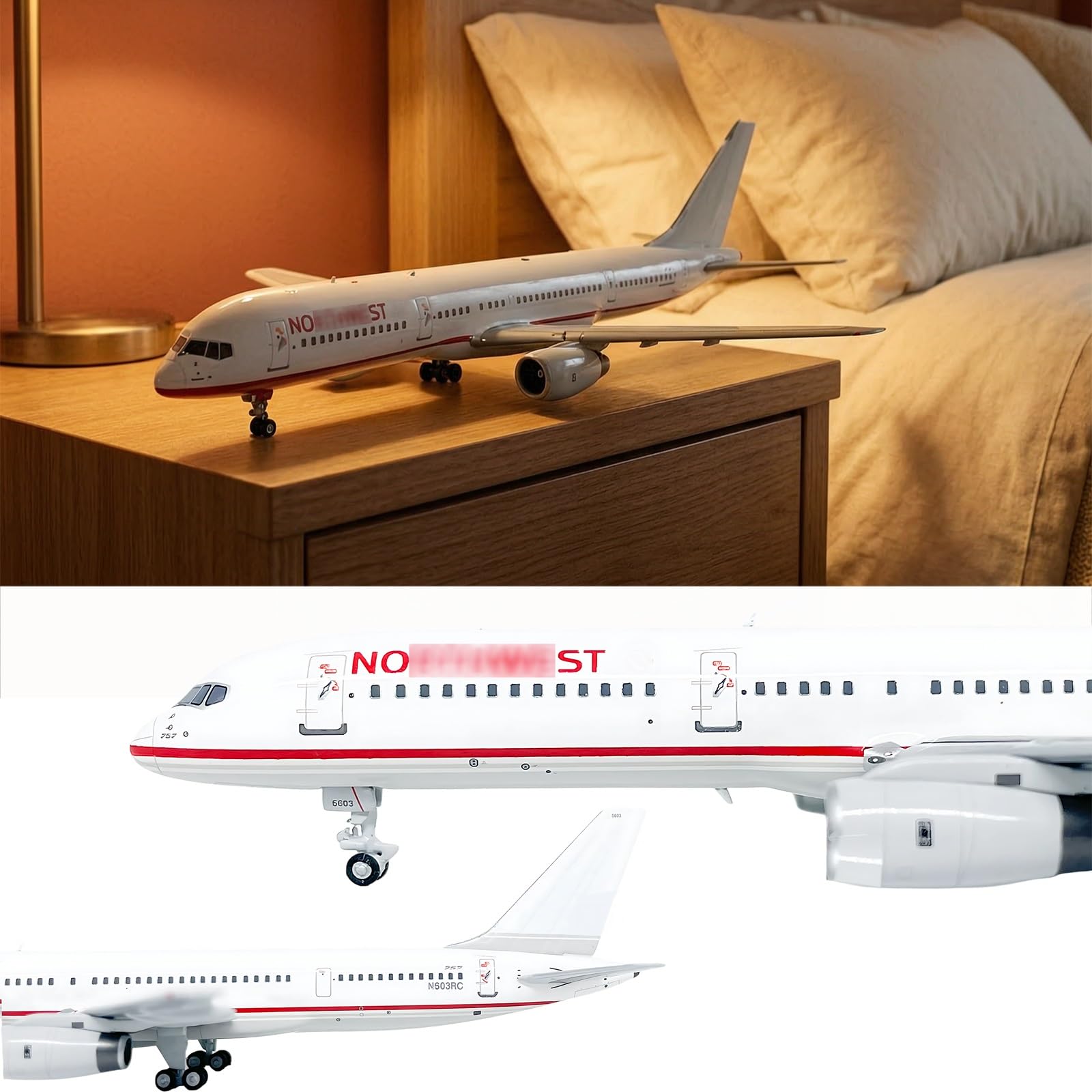 1:400 Scale US North west B757 Die-Cast Metal Airplane Model with Rubber Tires, Collector-Grade Miniature Replica – Gift for Adult Aviation Enthusiasts, Desk Shelf Display Decor