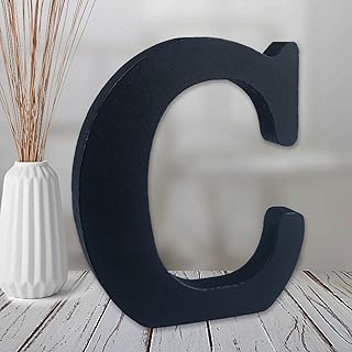 AOCEAN 6 inch Black Wood Letters Unfinished Wood Letter for Wall Decorative Standing Letters Slices Sign Board Decoration for Craft Home Party Projects (C)