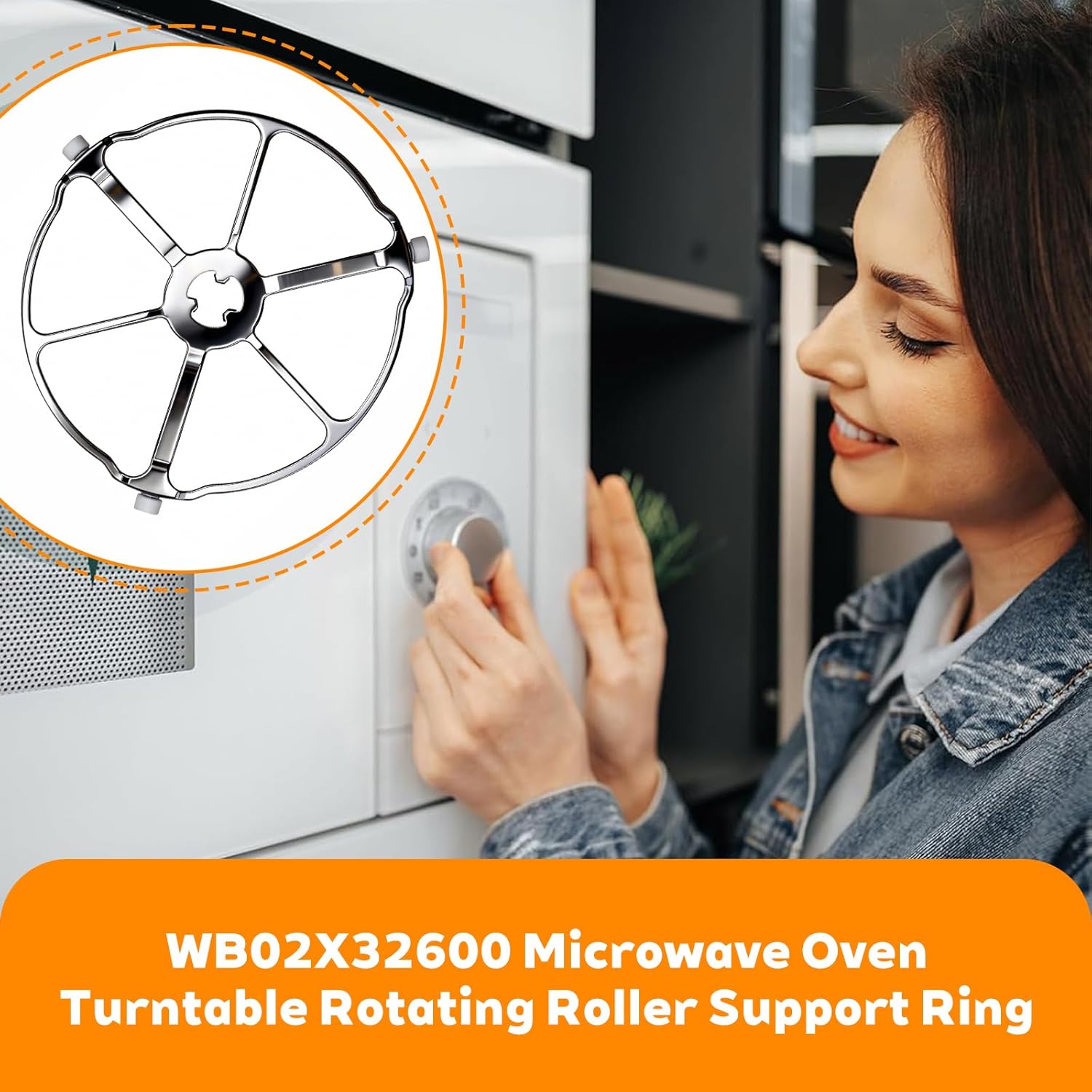 WB02X32600 WB06X10651 Microwave Rotating Ring Assembly Replacement, with GE JT3800SH8SS ZSB9131N1SS ZSC1001KSS01 ZSB9131N2SS, Replace 4929164 AP6871921 EAP12709805