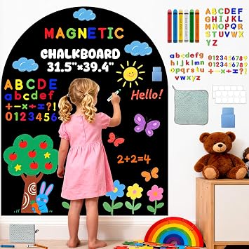 Magnetic Chalkboard for Kids Playroom Arch Magnetic Wall Decal 31.5"x39.4" | Arch Magnetic Chalkboard Playwall, Drawing Learning Self-adhesive Magnet Board Sticker, for Classroom Baby Nursery Home Decor