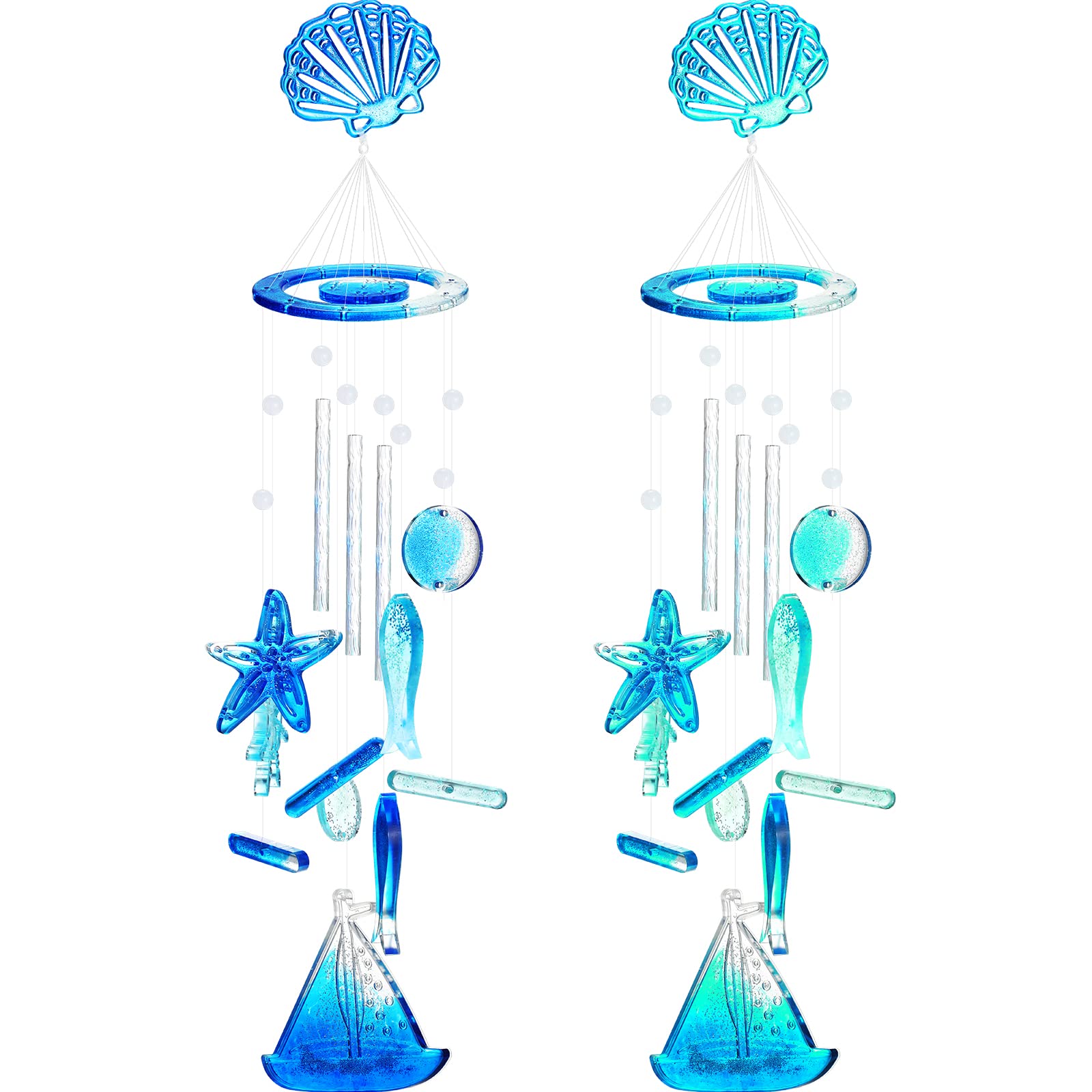 11 Pcs Wind Chimes Resin Molds Silicone Kit Bundle Ocean Design Wind Bell Epoxy Molds Starfish Seashell Fish Wheel Jewelry Resin Casting Molds for DIY Home Decor Pendants Ornaments Art Craft Making