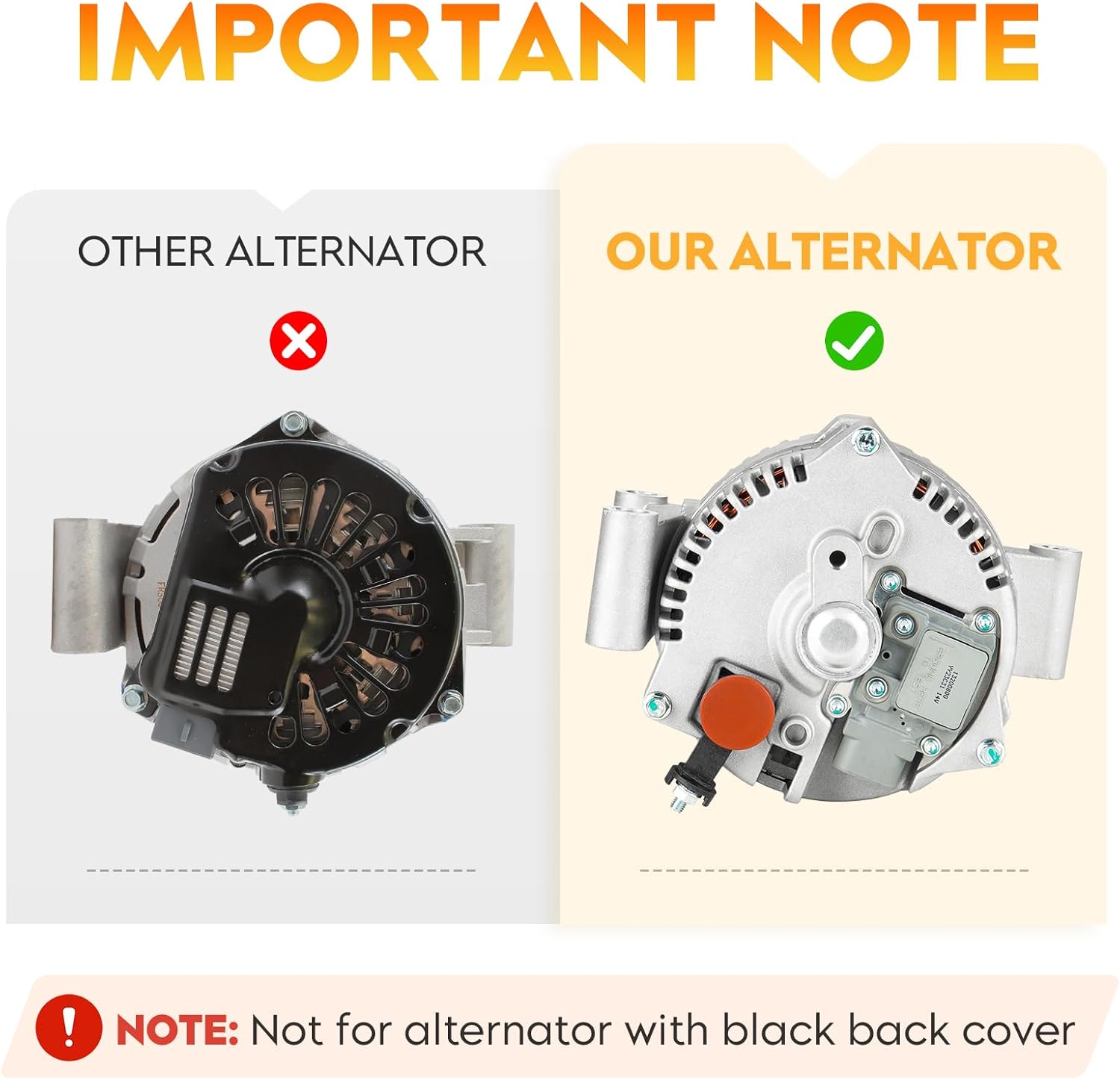 Alternator for Ford Ranger & Mazda B4000 4.0L 2007-2009, Ford Explorer & Explorer Sport Trac & Mercury Mountaineer 4.0L 2004-2008, without Black Cover, AFD0165 5L2T-10300-AA 8519