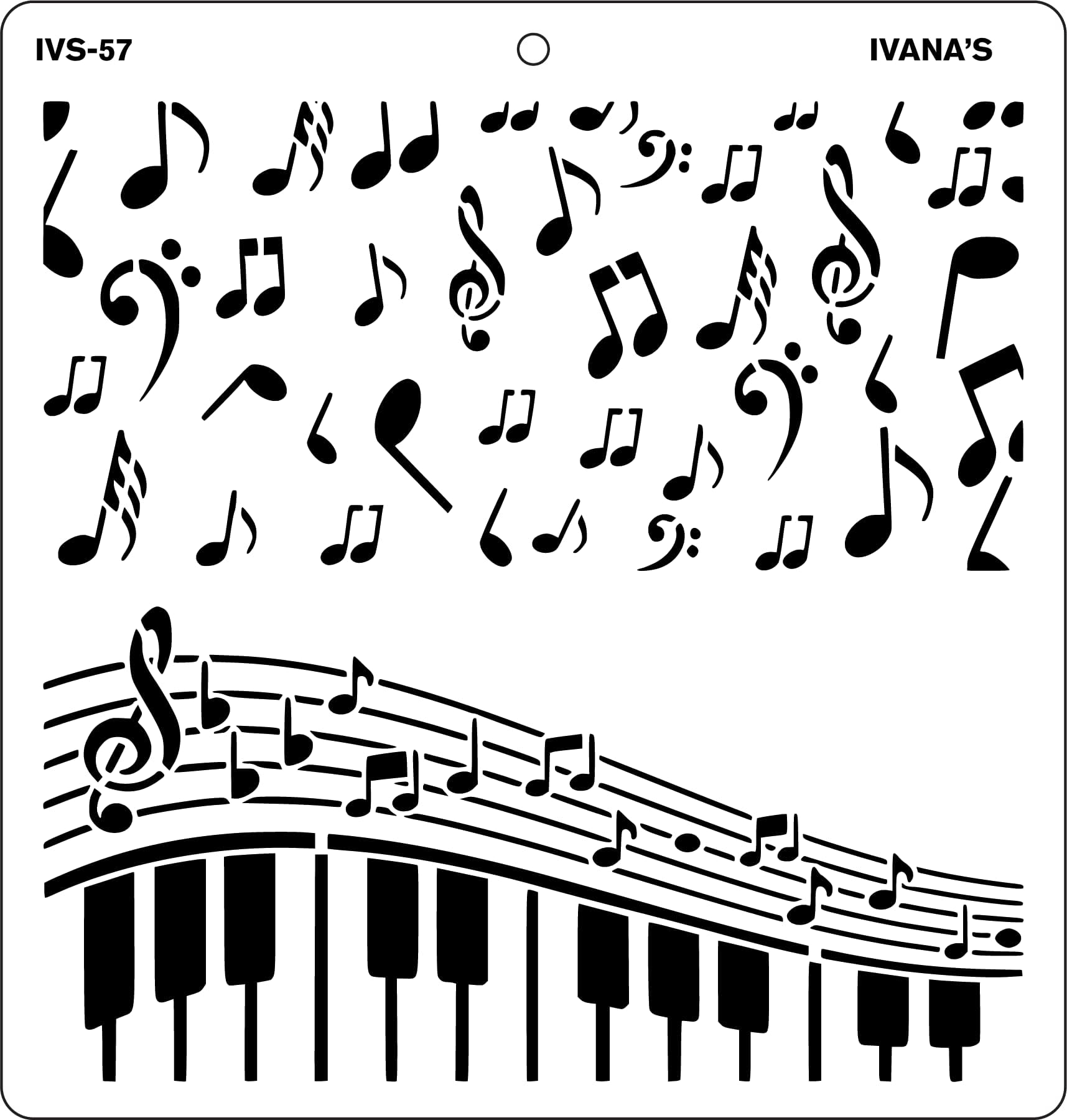 Ivana's Music Stencil for Art & Craft, DIY Decorative Stencil for Painting on Canvas, Fabric, Cloth, Paper, Glass, Furniture and Wall, Size - 6 x 6 inch, Pack of 1, IVS-57