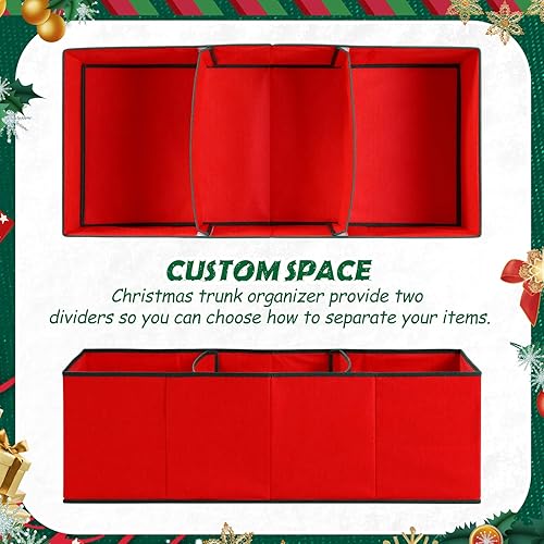 Miniatura 4 de Organizador de maletero grande de Navidad para SUV, contenedores para decoraciones, plegable, 3 compartimentos, antideslizante, organizador de