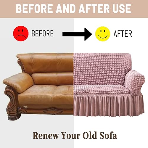 Miniatura 4 de Jeloris Funda elástica para sillón de fácil ajuste con falda, duradera, lavable, universal, de alta elasticidad, protector de muebles para niños,