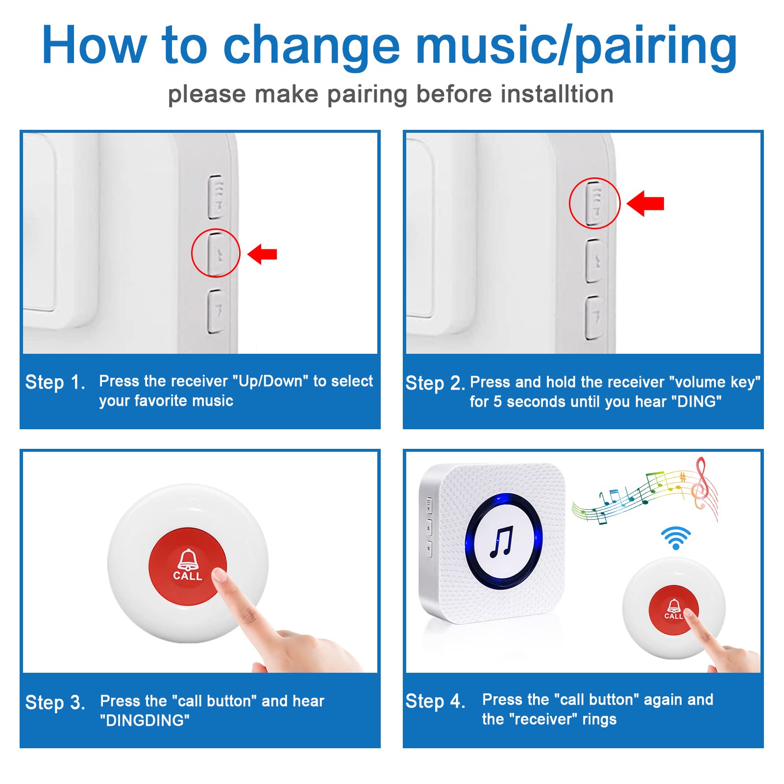 Buy Call Bell for Elderly/Call Alarm/Emergency Pager/Panic Button/Home