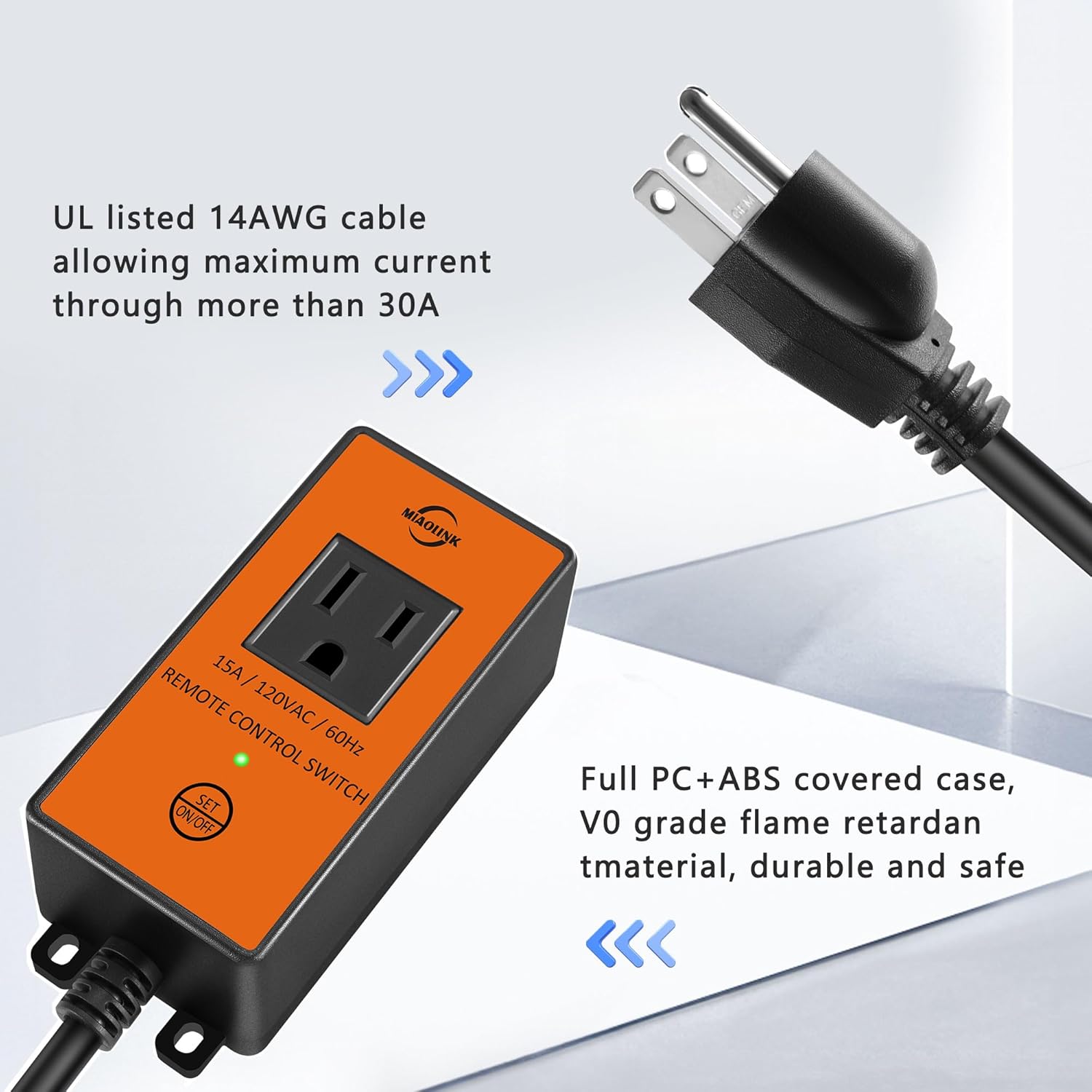 120v Automatic Remote Vacuum Switch, Wireless Dust Collector Starter Outlet for Power Tools, 5s/10s Delay Off Switch(Battery Included)