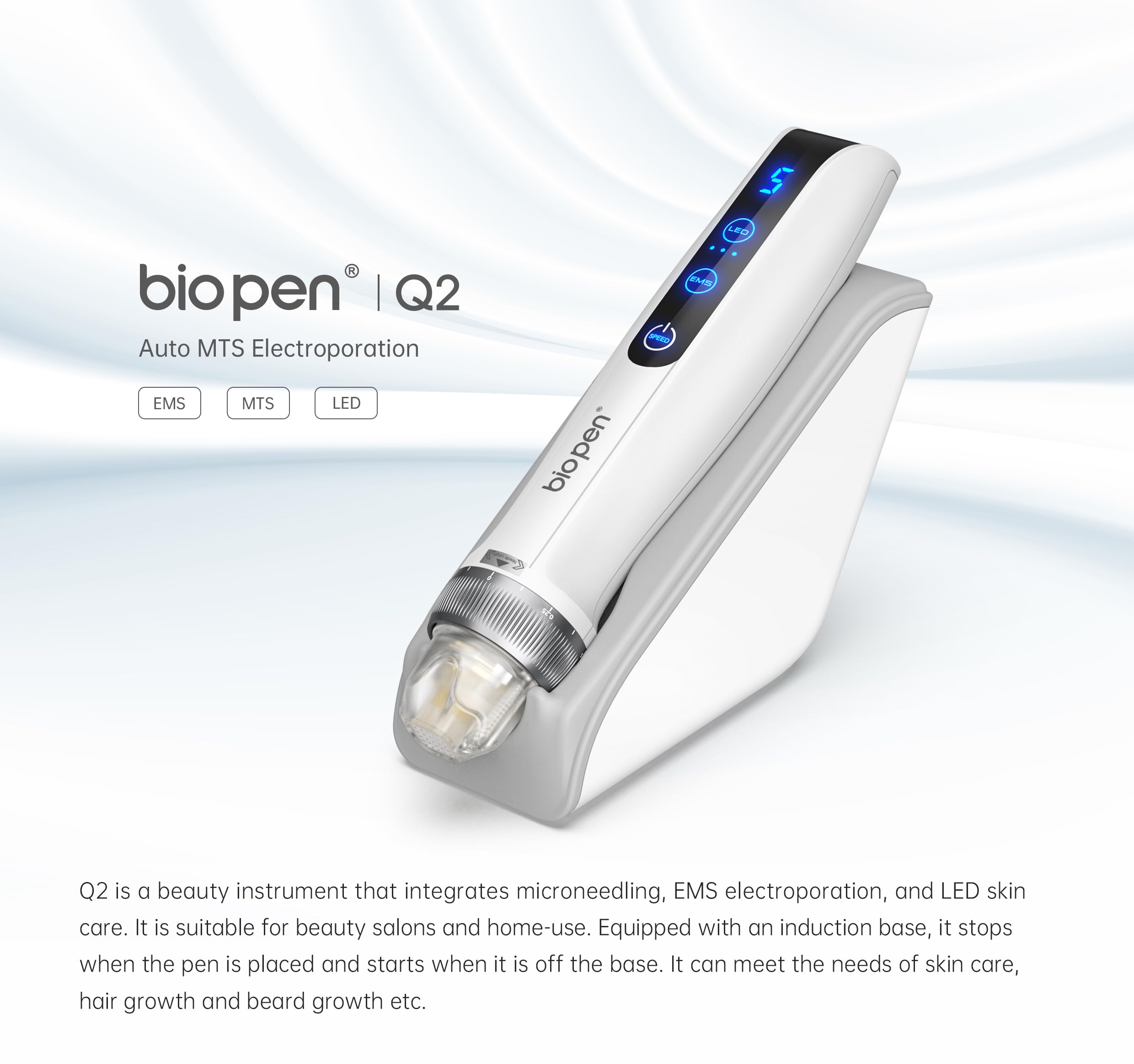 Penna Microneedling Bio-Q2 Professionale Wireless Derma a Carica Automatica - Amazing Skin Pen per Viso e Corpo con 6 Cartucce da 0,25 mm (1x9pin+2x25pin+2x14pin)