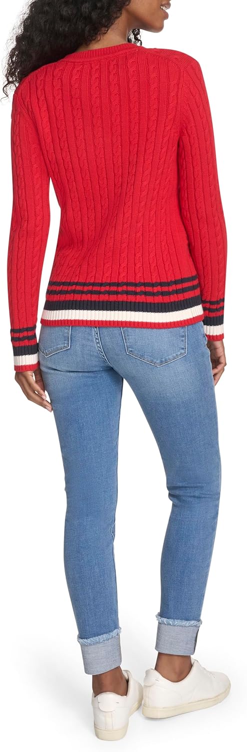 Tommy Hilfiger Womens Cotton Crewneck Cable Sweater - Image 4