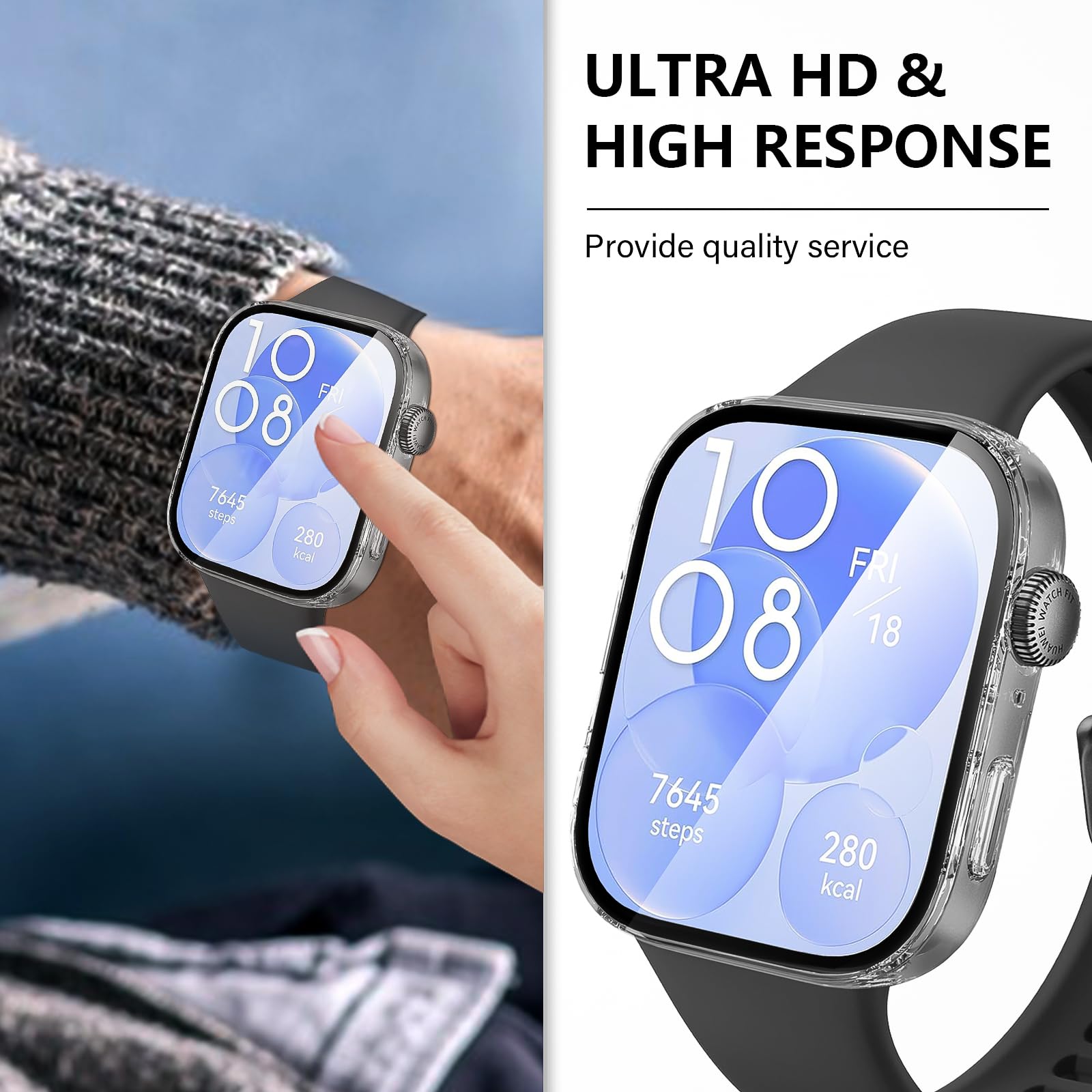 Custodia Protettiva Huawei Watch Fit 3 - Cover Ultra Sottile Con Vetro Temperato