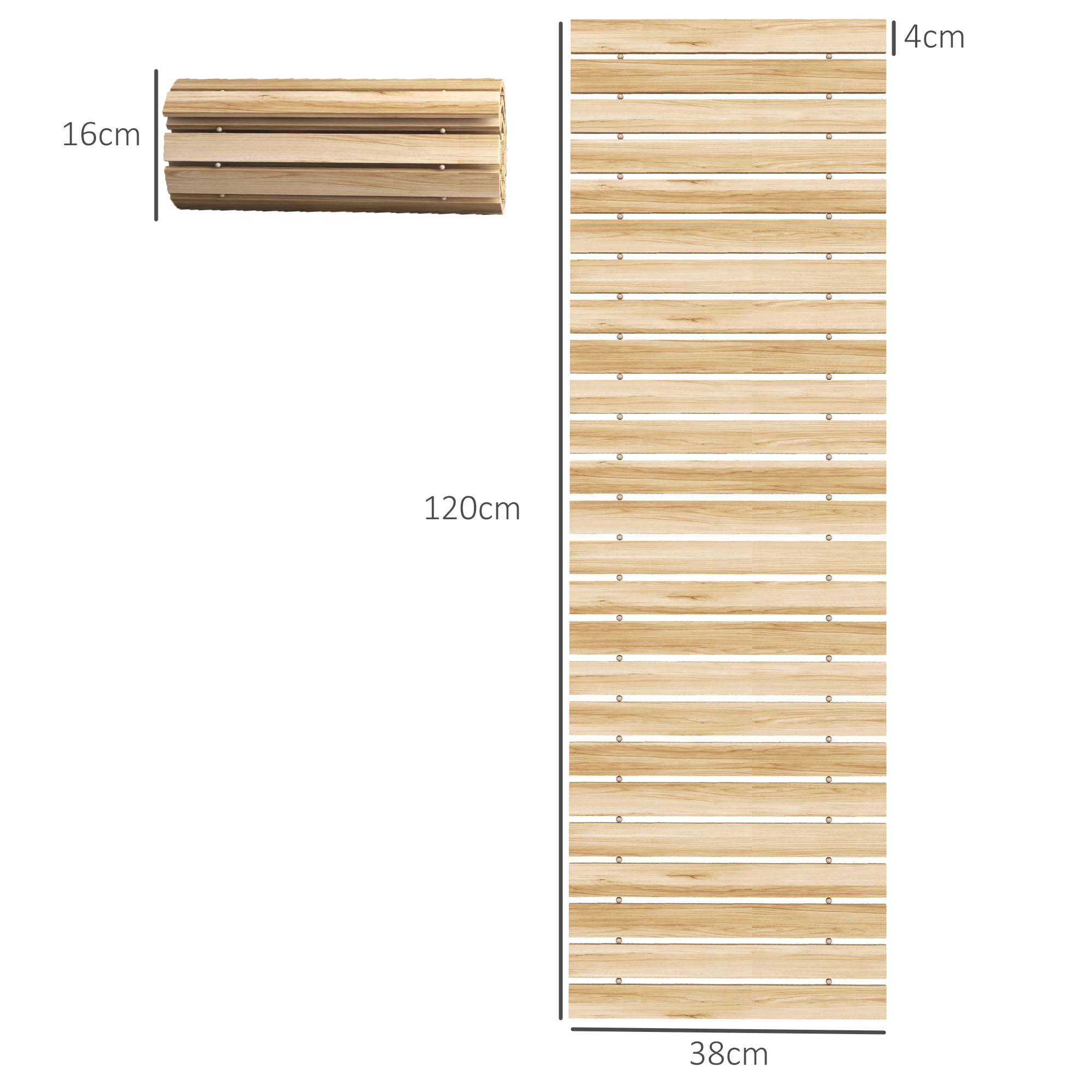 Outsunny Sentiero da Giardino in Legno 120x38 cm Dritto all'aperto Roll Up Outdoor Resistente alle intemperie Passerella Decorativa da Giardino per Matrimonio in Spiaggia Festa Naturale
