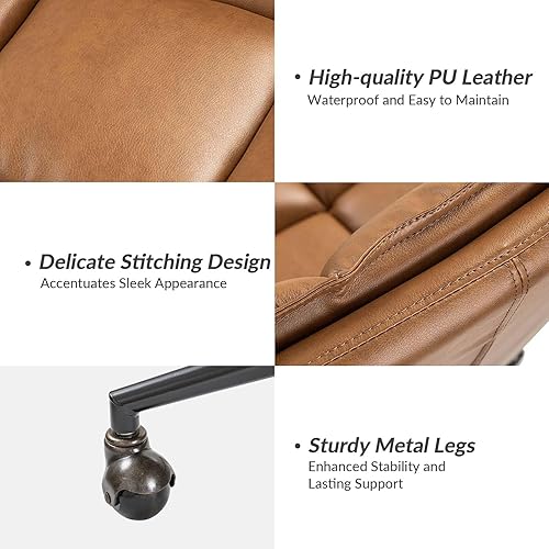 Miniatura 6 de HULALA HOME Modern Faux Leather Home Office Chair with Tilt Lock & Metal Base, Armless Criss Cross Legged Desk Chair with Wheels & Padded Cushion,