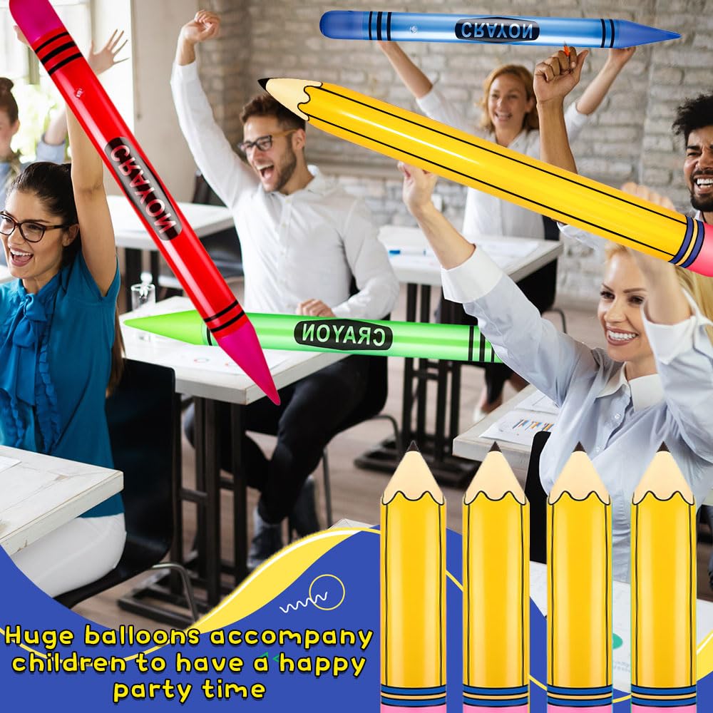 Ballons Géants En Forme De Crayon – Lot De 4, 27 Pouces – Déco Rentrée Scolaire, Classe, Fête Et Anniversaire
