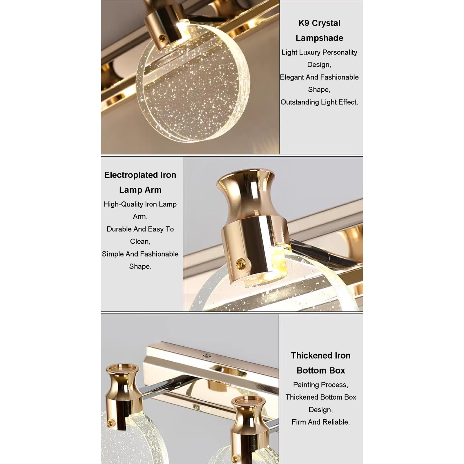 Lampa Kristallen badkamerijdelheidslicht 2/3 licht Bubble Crystal LED-badkamerverlichtingsarmaturen boven spiegel 4000K Moderne ijdelheidslamp Schanslamp voor woonkamer toaletka lustro światło