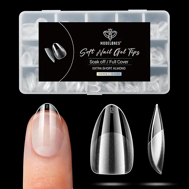 Modelones XS Almond Gel X Nail Tips - 510Pcs Short Press On Nails Kit