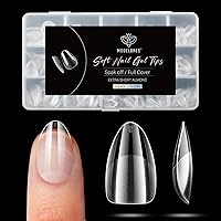 Vista 43 de Modelones Puntas de uñas postizas en forma de almendra medias 510 piezas, uñas acrílicas transparentes a presión con forma previa de cobertura