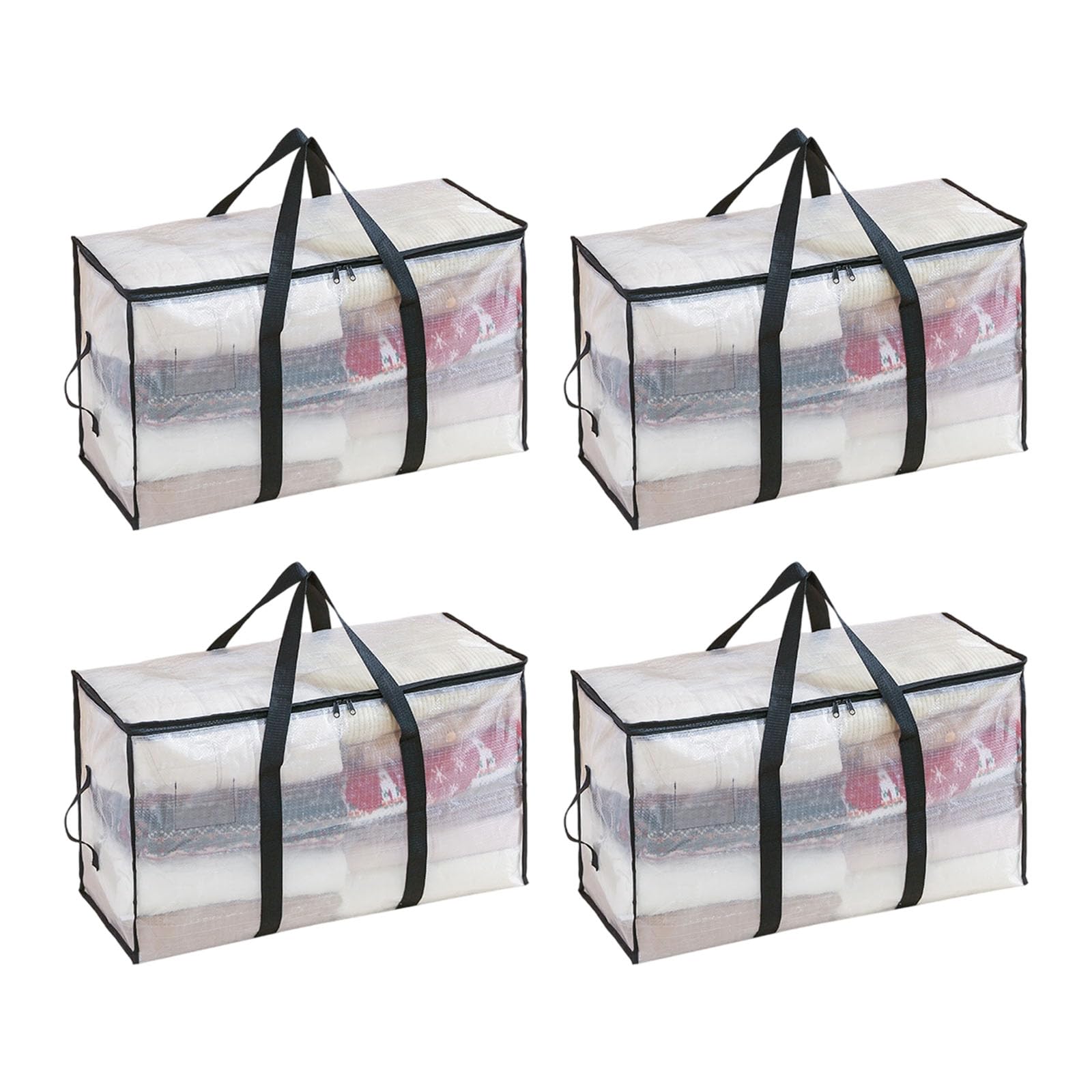 Klynovalu Sturdy Fabric Clothes Container Visible Storage Bag with Reinforced Handles Waterproof Large Capacity Home Use Large Capacity Storage Bag