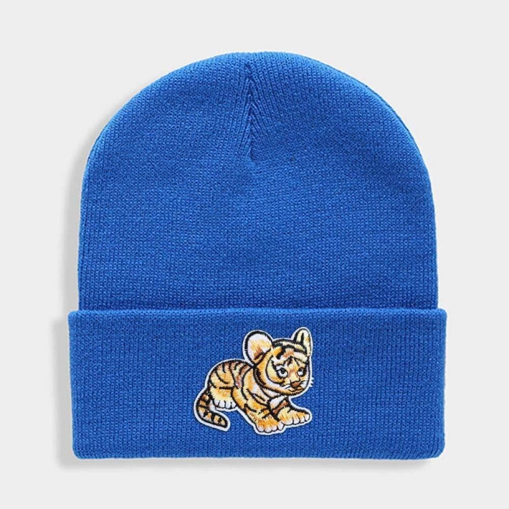 帽子 ビーニー帽アニマルパッチ冬ハットビーニーボンネットユニセックスかわいいタイガーソリッドウォームキャップソフトニット モデル着用 注目アイテム Color Blue 帽子 ビーニー帽アニマルパッチ冬ハットビーニーボンネットユニセックスかわいいタイガーソリッドウォームキャップソフトニット モデル着用 注目アイテム Color Blue