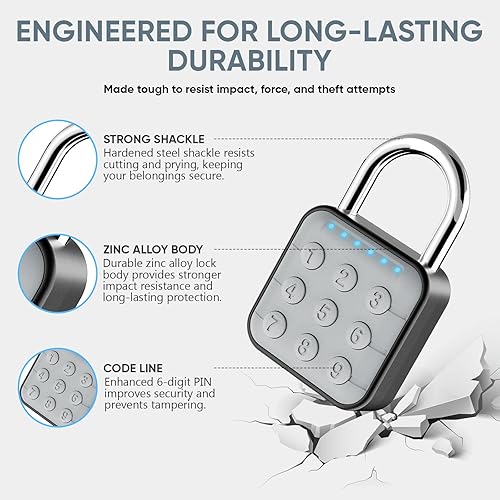 Miniatura 3 de Cerradura de combinación, cerradura de combinación para casillero, cerradura de casillero y cerradura de casillero de gimnasio, alta seguridad,