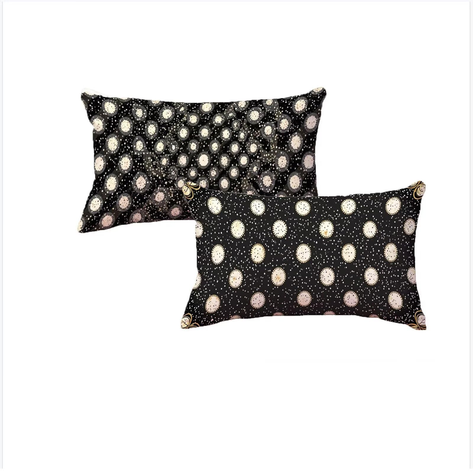 Housse Coussin 70x90cm Taies d'oreillers Lin Motif Géométrique Noir B234
