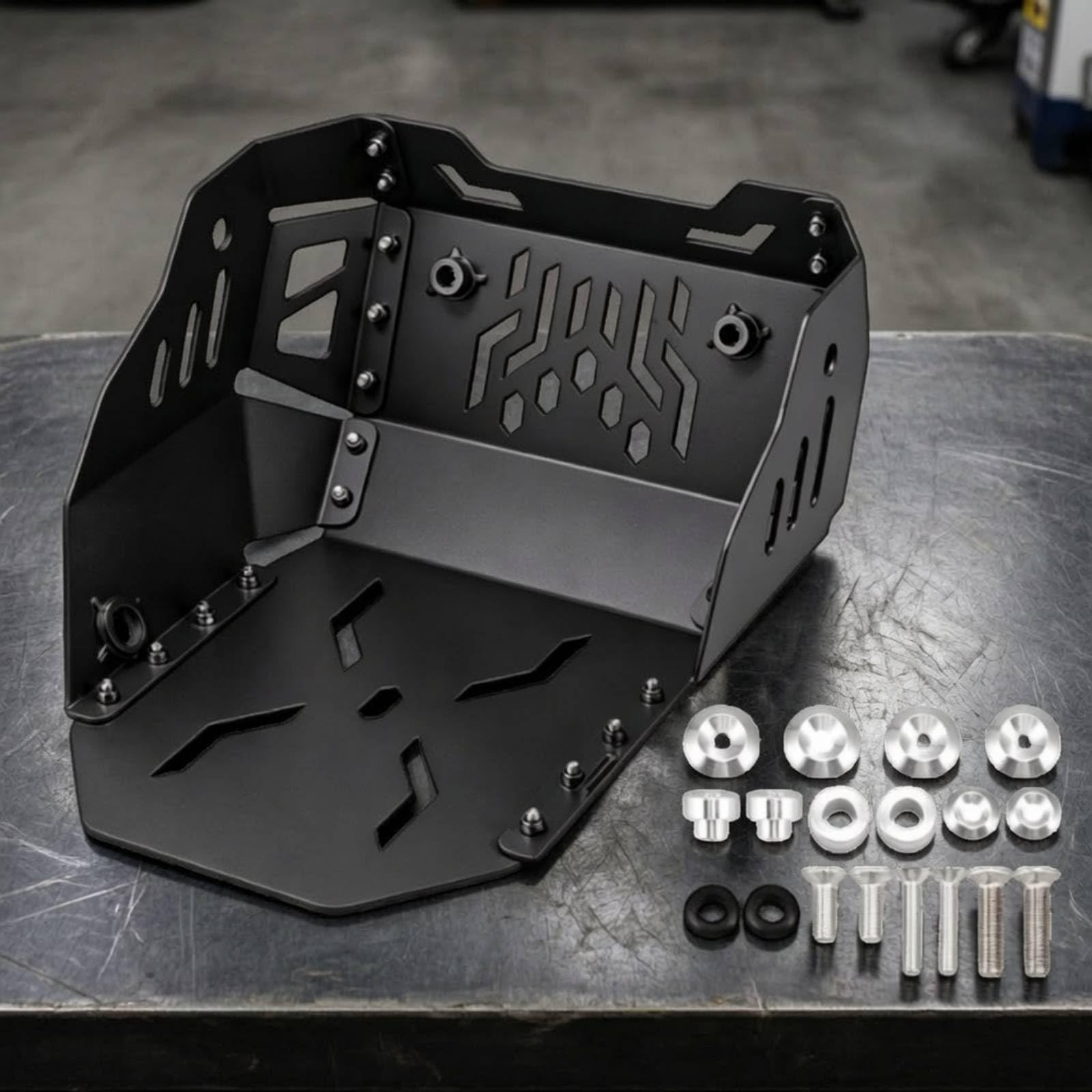 Motorcycle Engine Guard Piastra Paramotore Protezione Motore Scudo Sottoscocca Paraschizzi in Lega di Alluminio per Componenti Inferiori con Fori, Argento