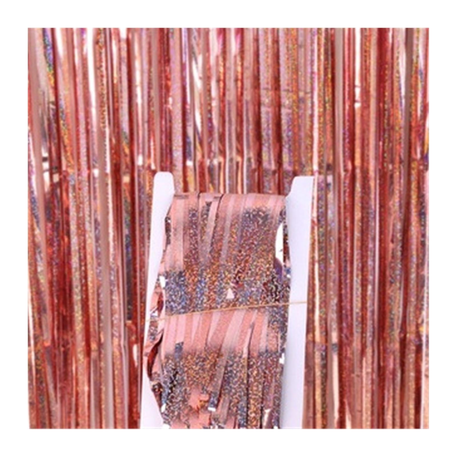 Rideau MéTallique De Frange 6 pcs en aluc pour La DéCoration(Rose Gold,3.0M)