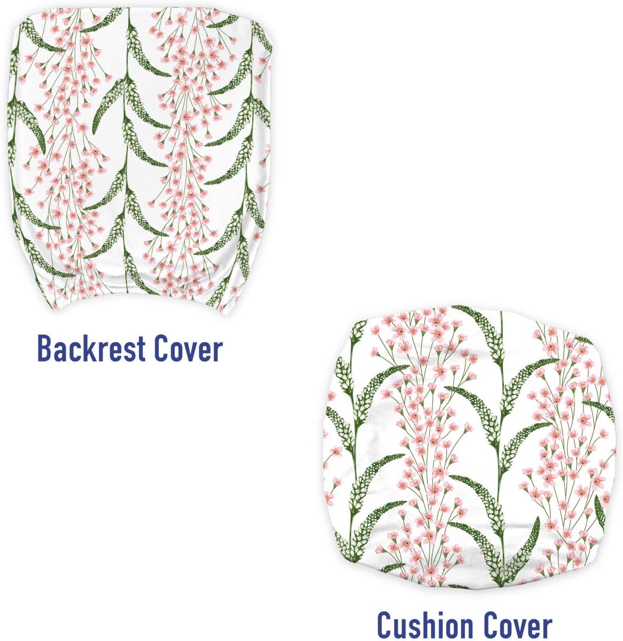 Lunarable Spring Office Chair Slipcover, Blooming Arrangement of Flowers Watercolor Style Nature Growth Garden Art, Protective Stretch Decorative Fabric Cover, White Green and Pink