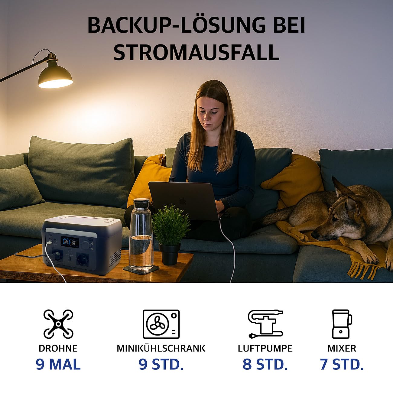revolt Powerpack: Tragbare Powerstation & Solargenerator 512 Wh, USV, App, 600 W (Wechselrichter, Powerstation mit Notstromfunktion, Handy)
