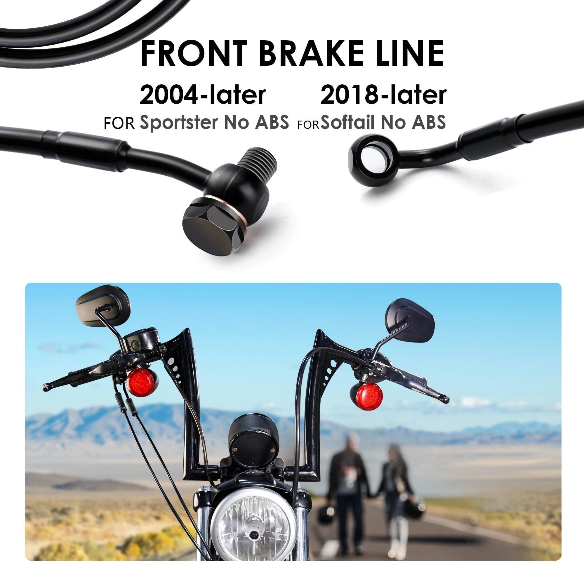 Zestaw naprawczy linek hamulcowych Do Sportster XL Softail bez ABS Przewody hamulcowe oplocie stali nierdzewnej Przewód olejowy modeli(123CM Black)
