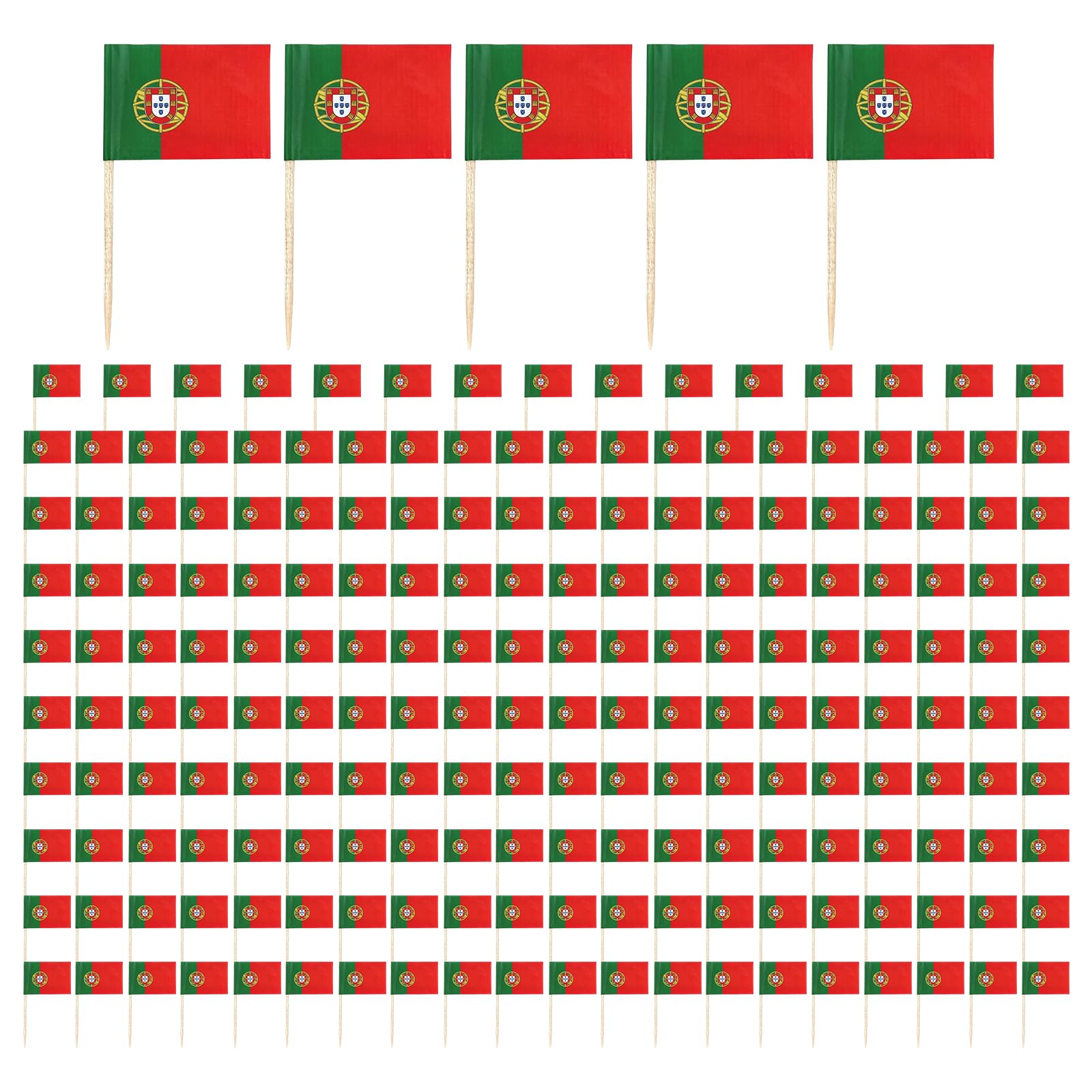 200 Palillos Bandera Portugal, Mini Banderas para Cupcake, Pinchos Bandera Portuguesa para Fiesta de Fútbol, Decoración Cóctel & Bar, Palillos para Cupcake, Accesorios Cumpleaños & Fiesta
