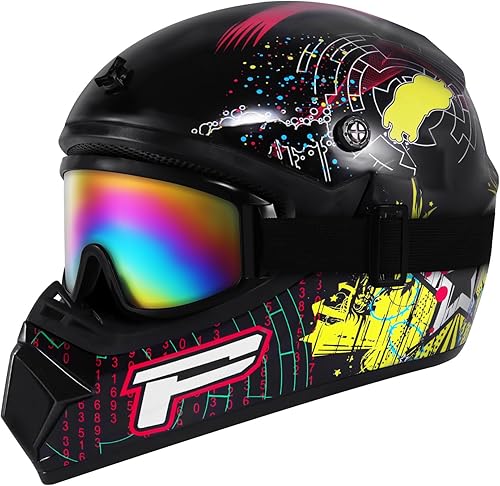 Miniatura 6 de Casco de motocross, casco de cara completa para motocicleta todoterreno con guantes unisex para adultos, aprobado por DOT  FMVSS 218 (negro, S)