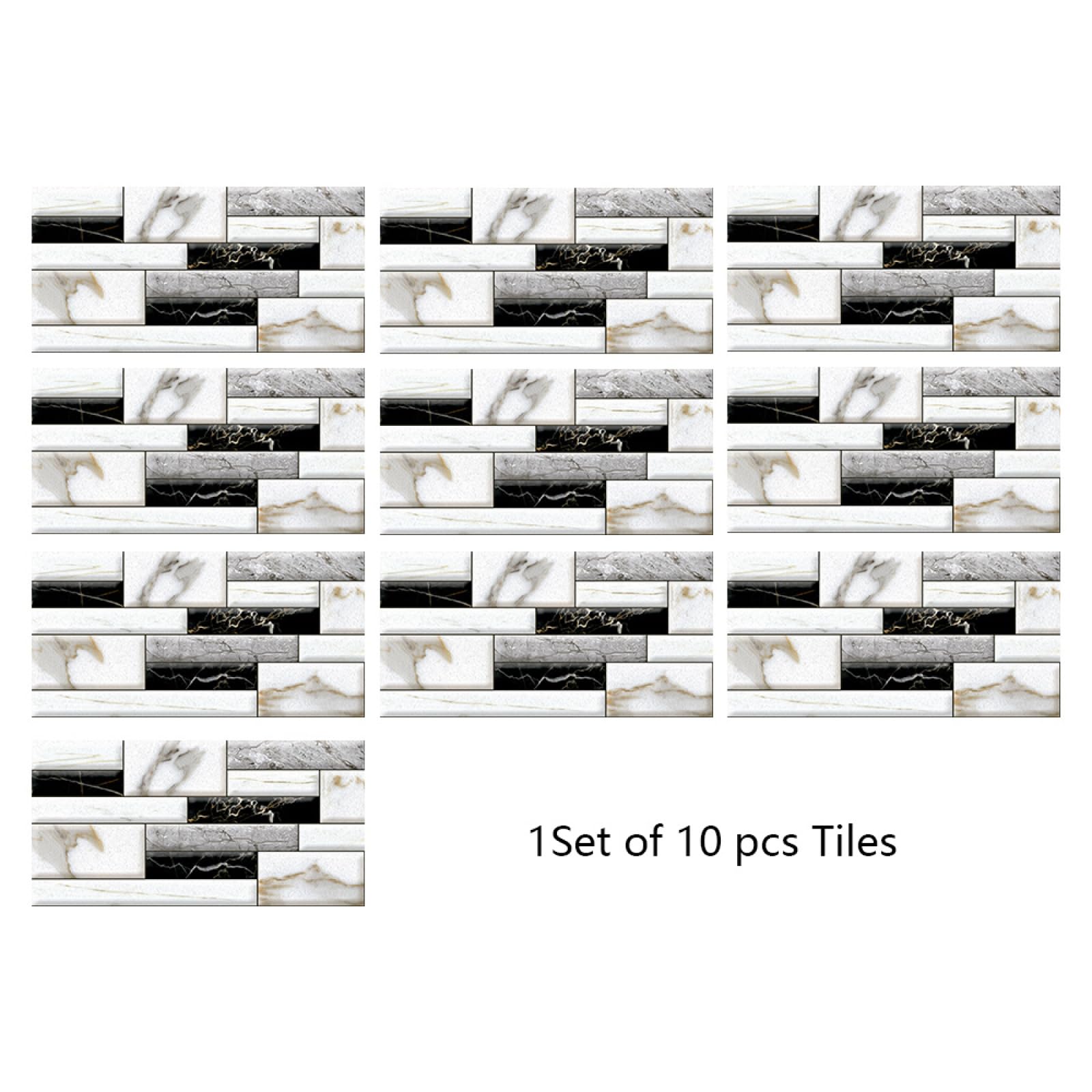 Adesivi per Piastrelle Effetto Marmo Bianco e Nero, autoadesivi, in PVC, Resistenti, Rimovibili, per Bagno, Pavimento, Cucina, Parete, Impermeabili, antiolio, 15x30 cm/30 Pezzi