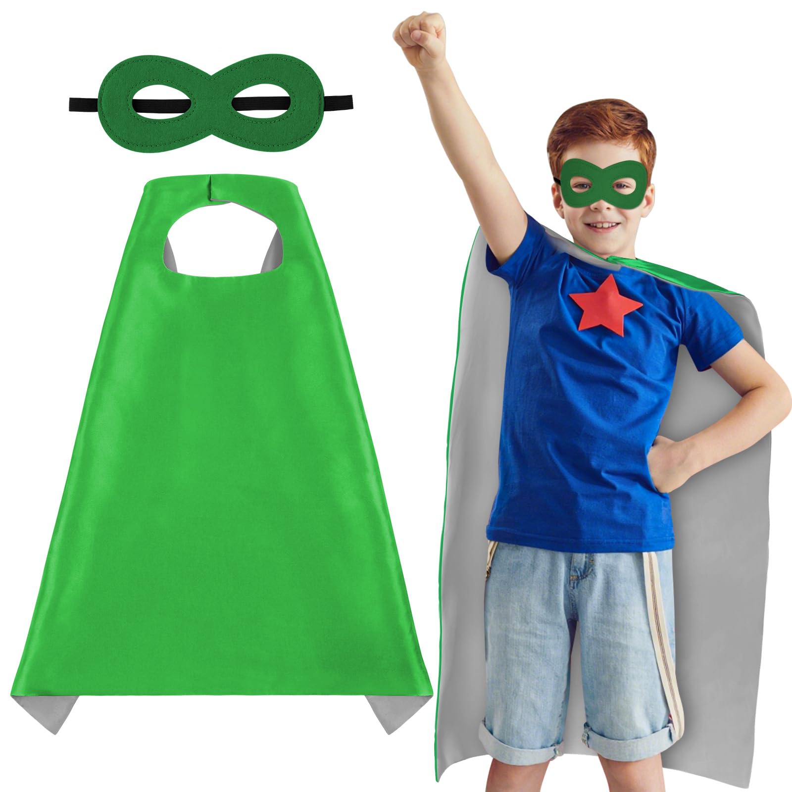 AUYAO Kids Reversible Cape Mask Set, 2PCS Costume Cloak for Party Halloween — image 1
