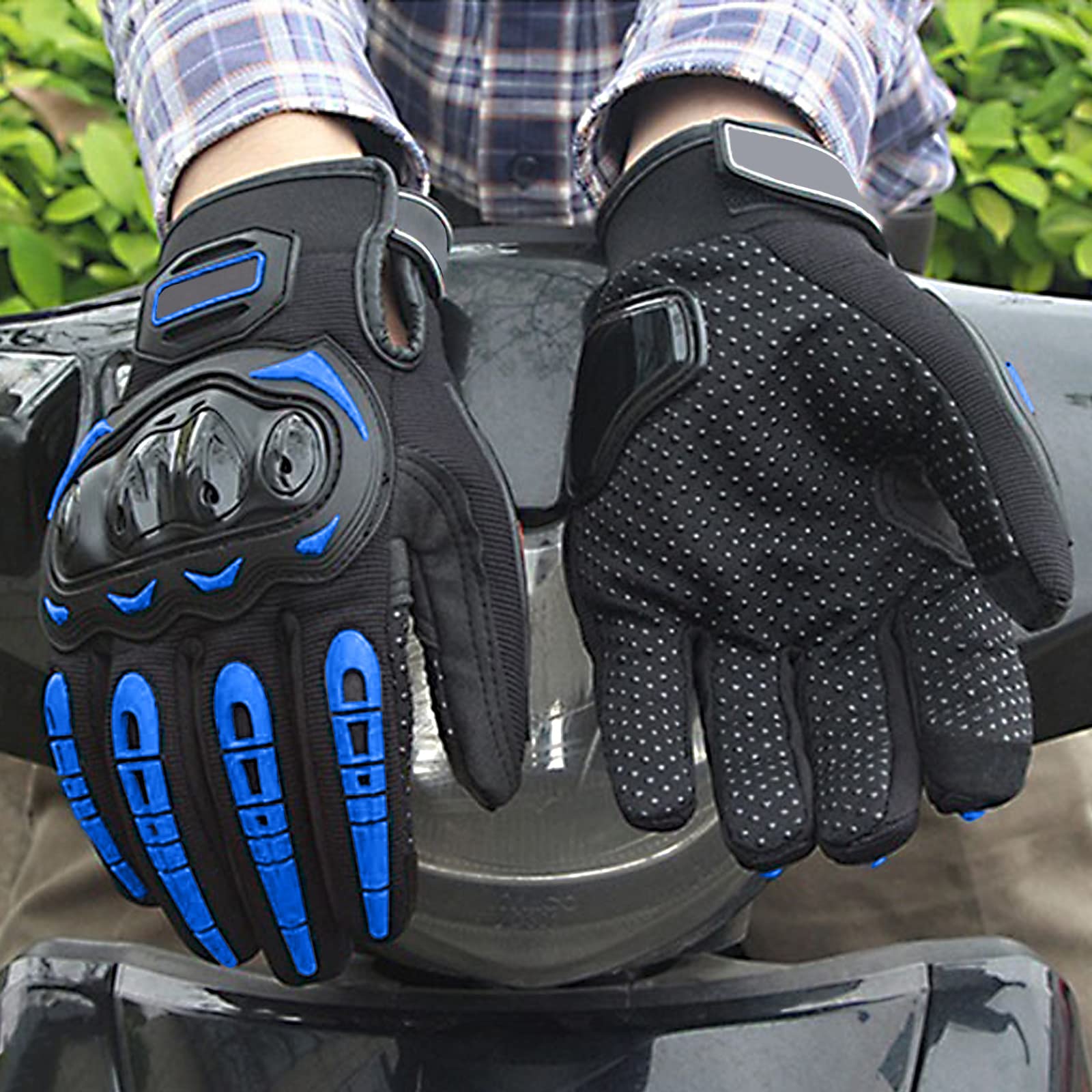 kingsea Gants de moto pour homme et femme, avec écran tactile et protection des chevilles, respirants, pour l'équitation, la course de moto, le cyclisme, l'escalade, le motocross (vert, taille L