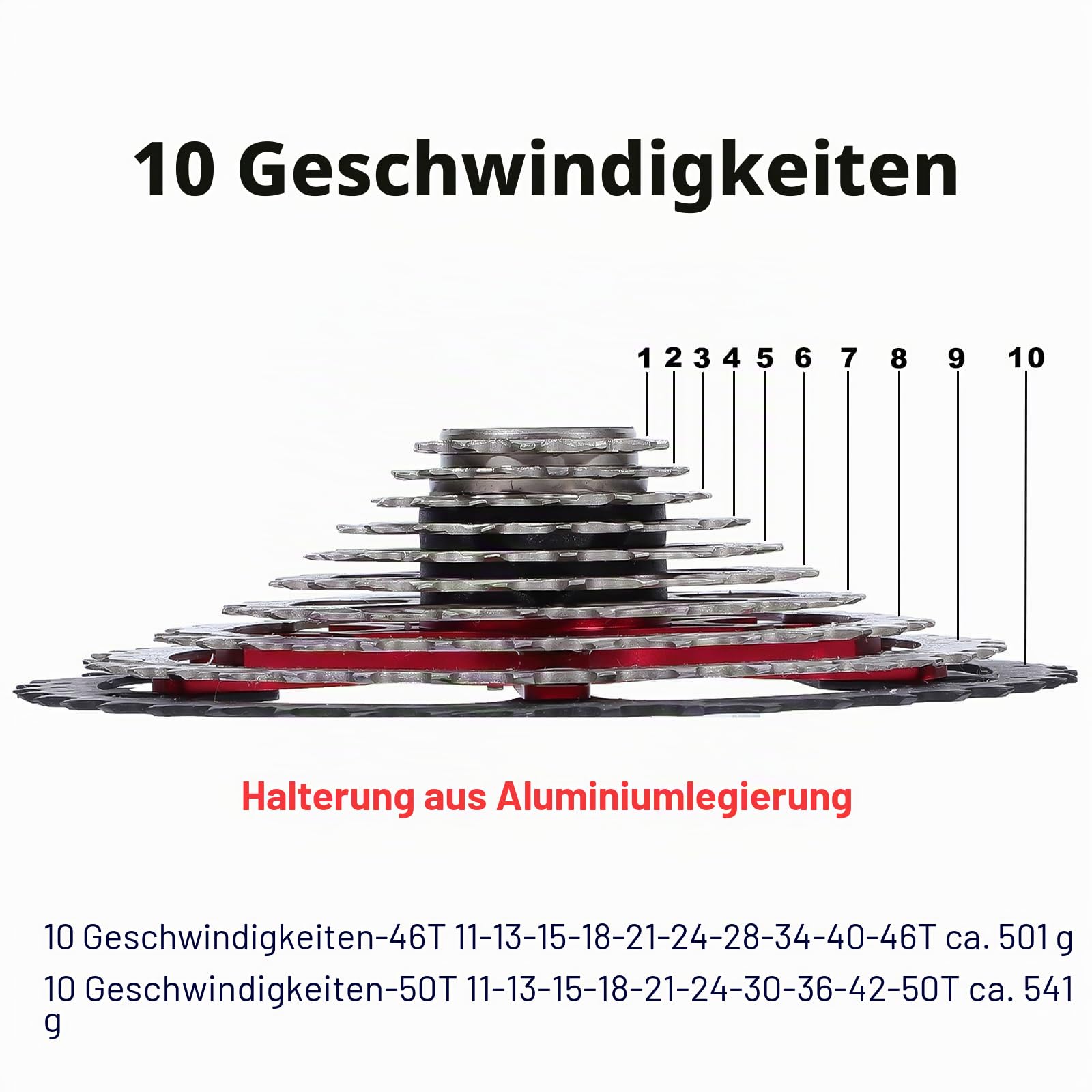 10 Fach Fahrrad Kassetten ist für Mountainbikes und Rennräder geeignet. Superleicht