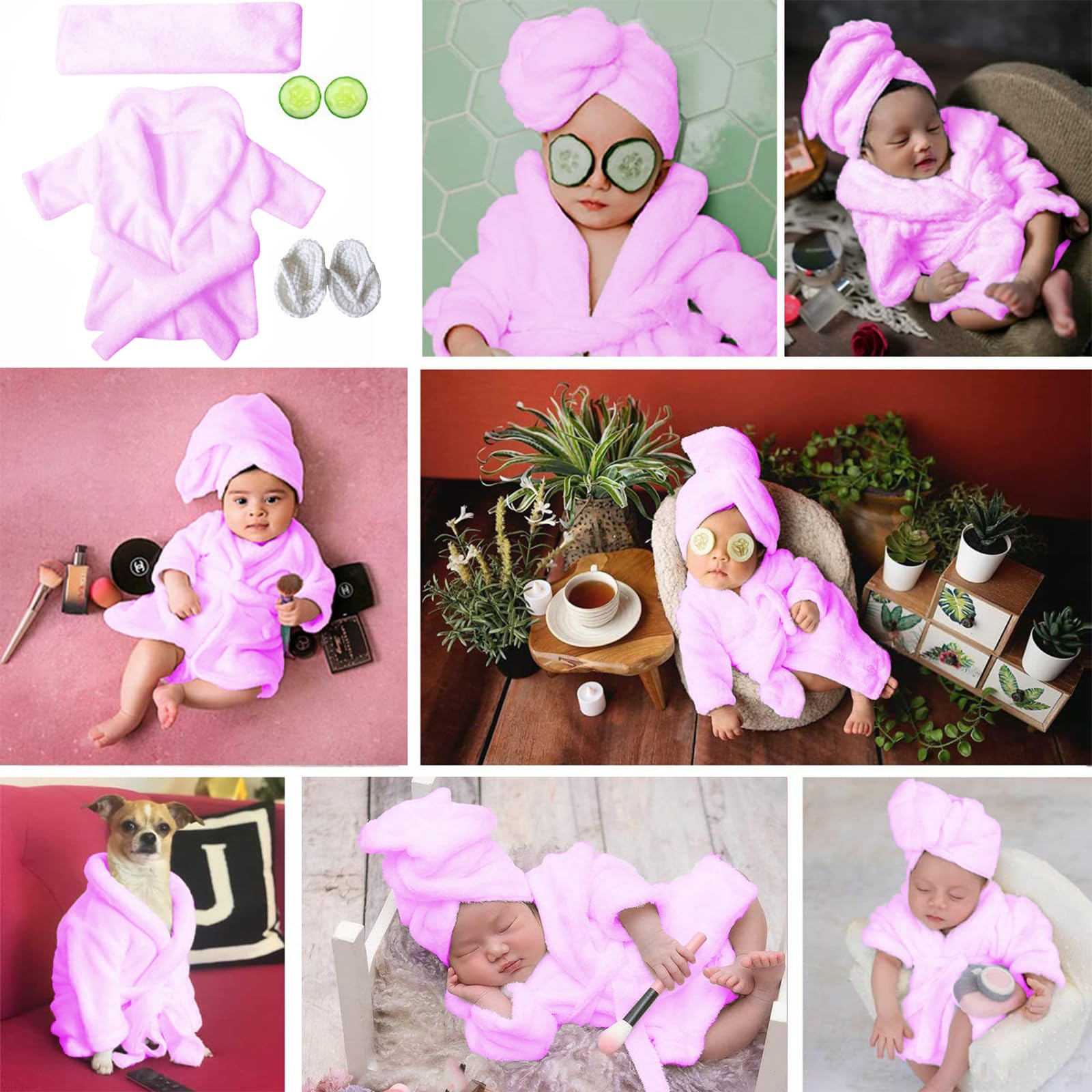 Neonato Fotografia Puntelli, Viola Vestiti Baby Photoshoot, Costume Neonato Telo da Bagno Vestito con Pantofole e Cetriolo, Prop Outfit per 0-3 mesi (Viola)