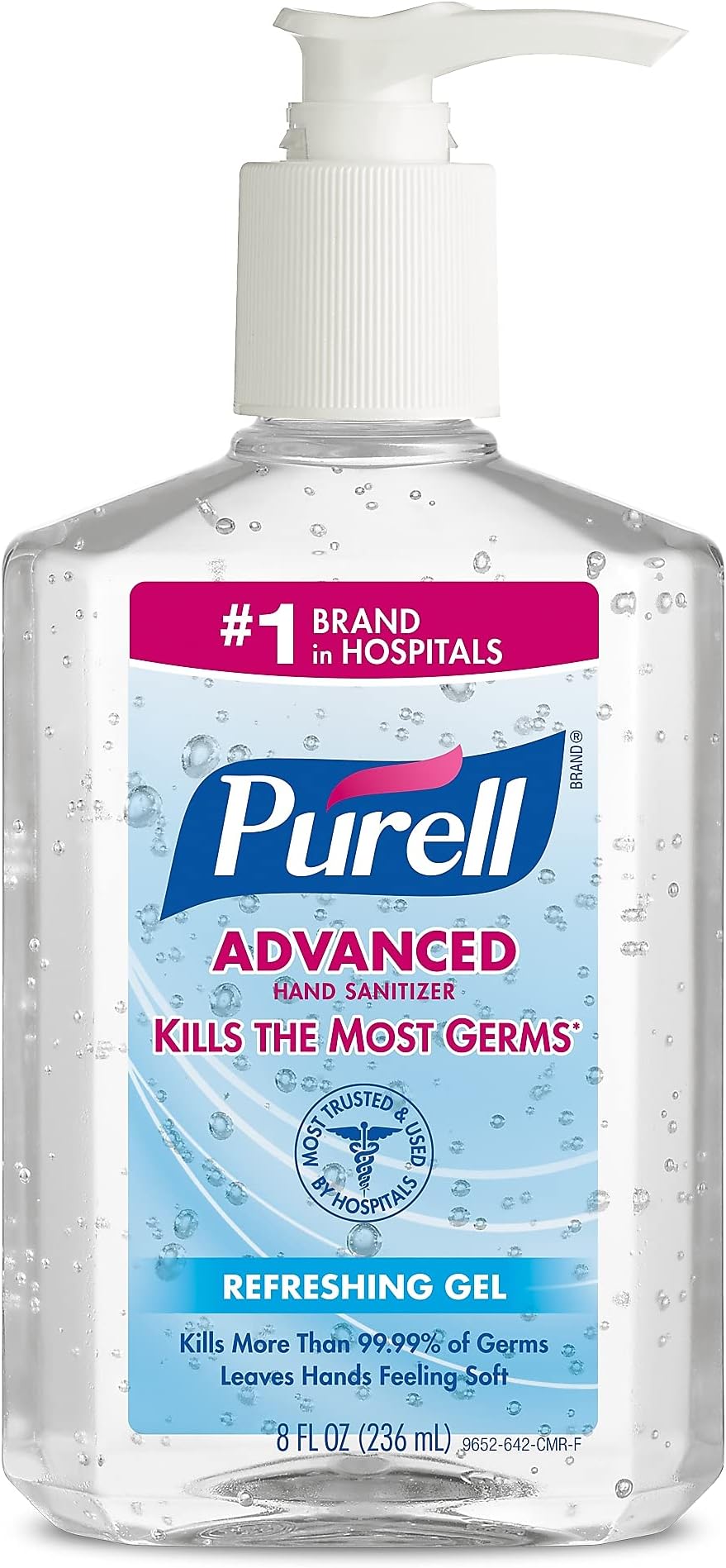 Gojo 9652-12 Advanced Instant Hand Sanitizer Gel - 8 oz Pump Bottle (Pack of 12)