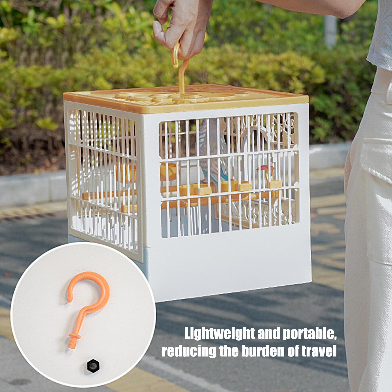 Jaula Grande para Pájaros Transportín Con Pércha | Jaula para Periquitos con Soporte y Bandeja Extraíble Para Alimentación, Forrajeo, Escalada y Vuelo de Agapornis, Canarios,