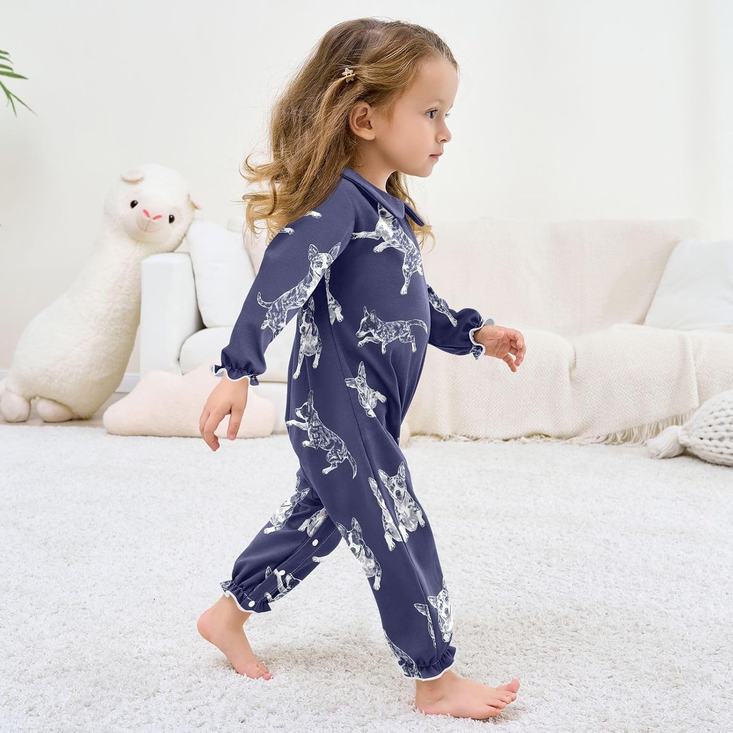 vvfelixl Baby Sleepers Blue Heeler Dog Long Sleeve Onesie Girl Baby Clothes for Girl Play One-piece for 0-3 months