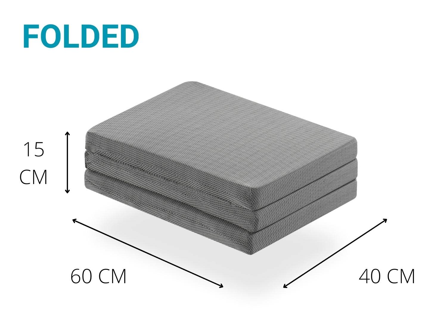 DREAMDI Lot 2X Colchón de Cuna de Viaje 120 X 60 cm – Plegable en 3 Piezas – Núcleo de Espuma HR 5 cm Gris