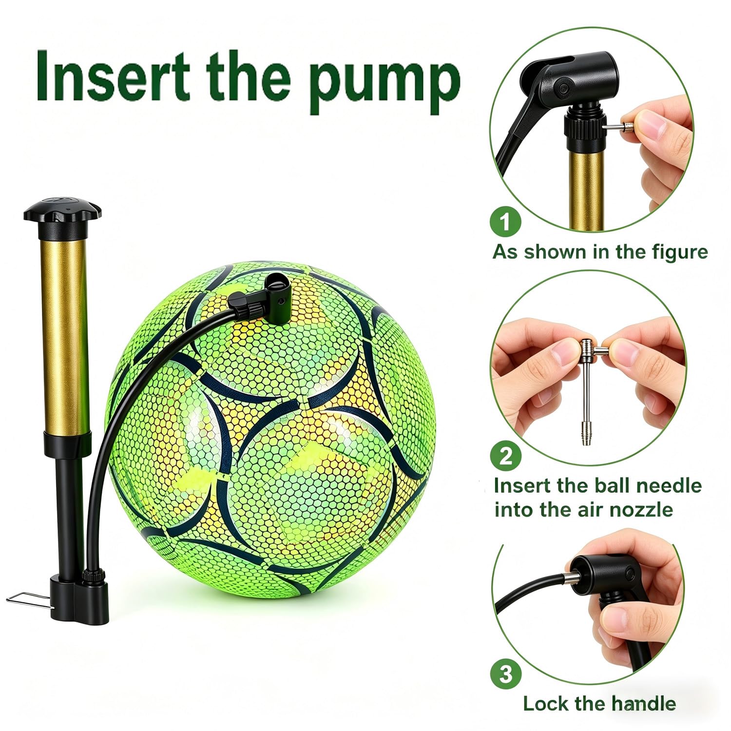 Leuchtender Fußball,Fußball Leuchten im Dunkeln,LED Fussball Standard Grösse 5, Reflektierender Fussball mit Pumpe für Nachtspiele Training, Sport Leuchtfußball für Erwachsene