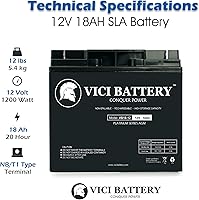 Vista 3 de VICI Battery VB18-12 - Reemplazo de 12V 18AH para Ultra Tech UT12180 12V 18Ah Batería de plomo ácido sellada