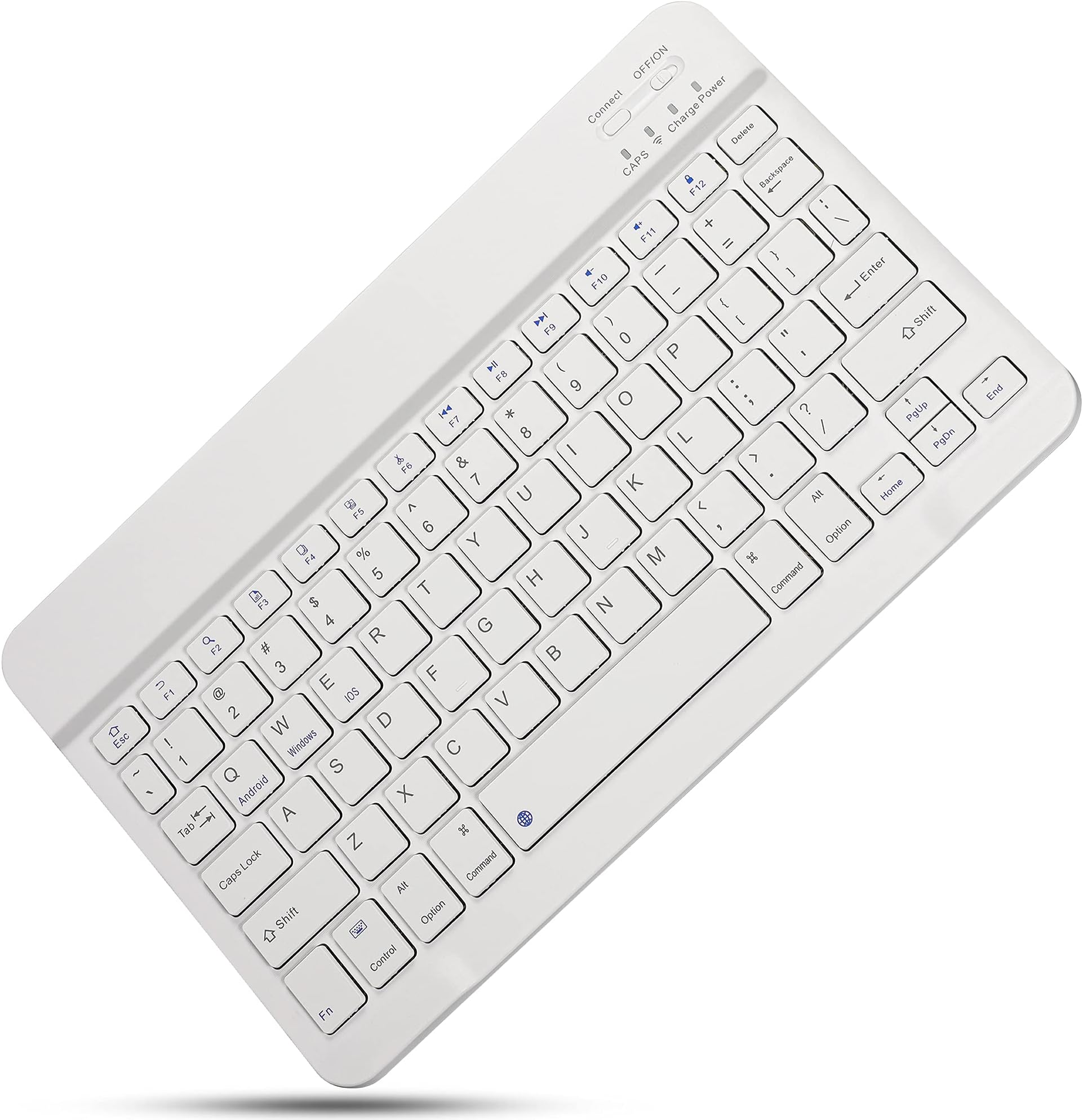 Wireless Keyboard,Multi-Device Universal Bluetooth Keyboard, Portable Keyboard, Suitable for iPad Mini 9.7/10.2/10.5/10.9/11/12.9 inch Tablets, Samsung Tablets, Smartphones, PC, MacBooks (White)