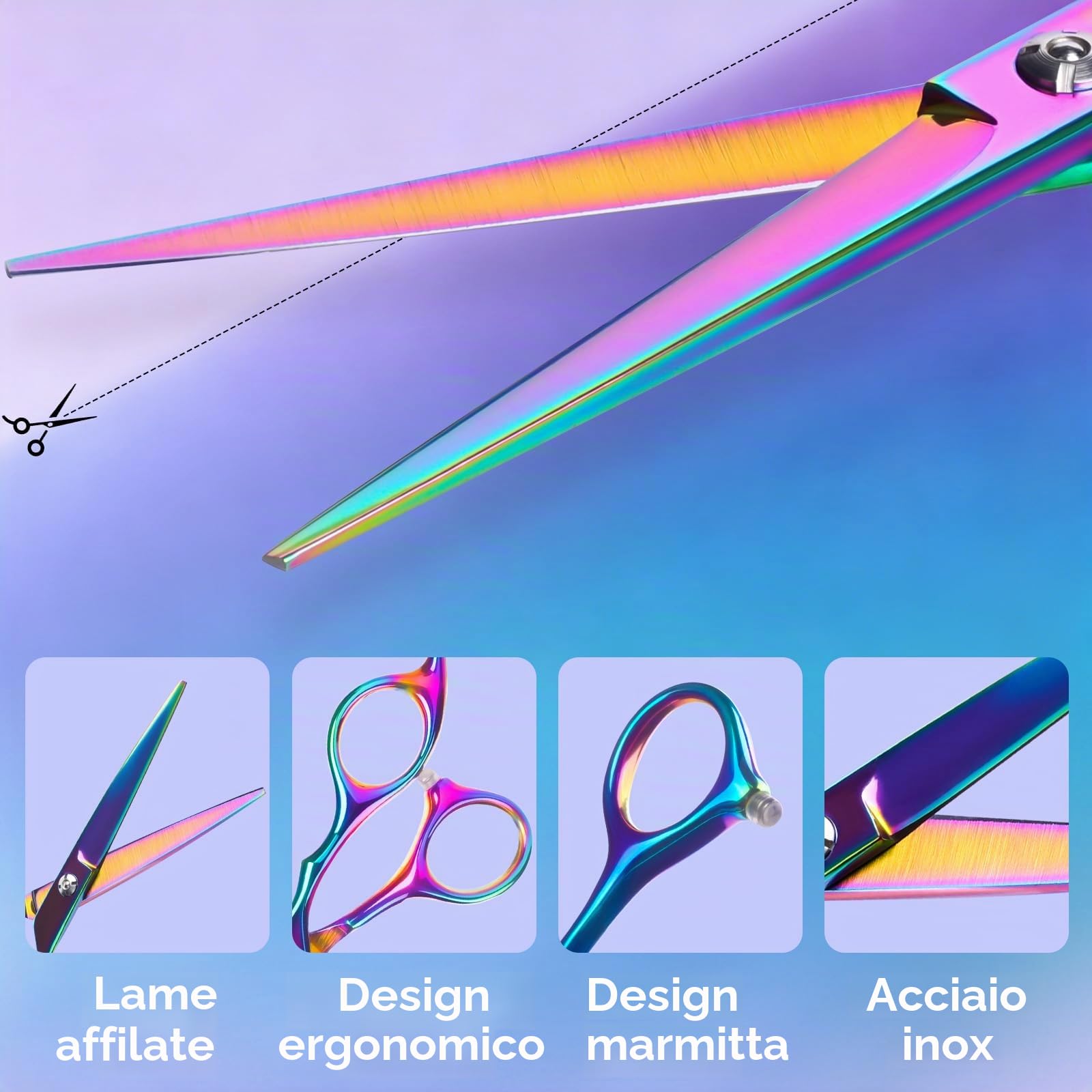 Lictin Forbici da Parrucchiere Professionali Set 4-in-1 – 6.7inch Forbici Capelli Dritte + Forbici per Sfoltire i Capelli, Lame Extra-Sharp Acciaio Inox, Ideale per Barber