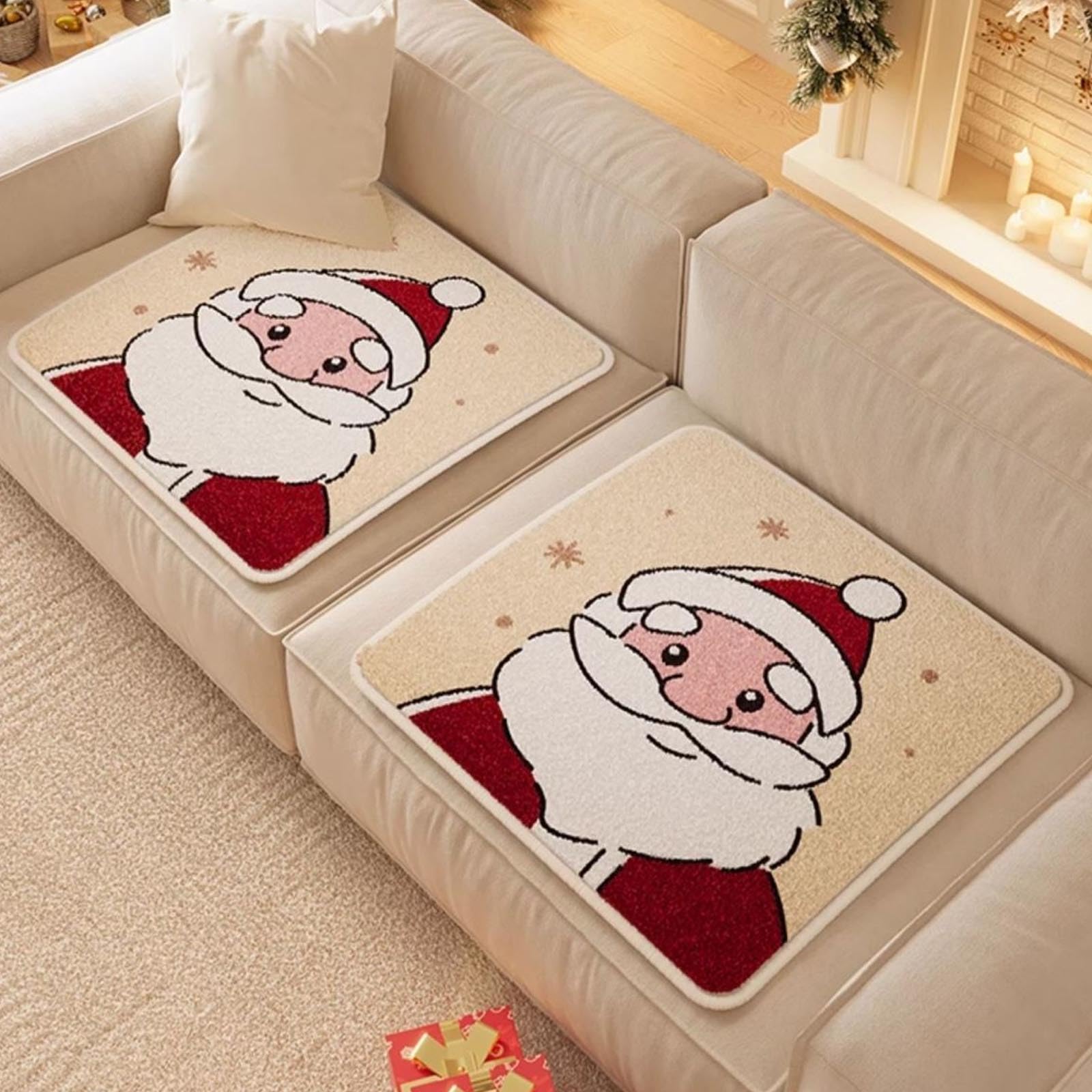 Housse de Noël pour canapé en cachemire fin rouge 80x80cm de qualité premium